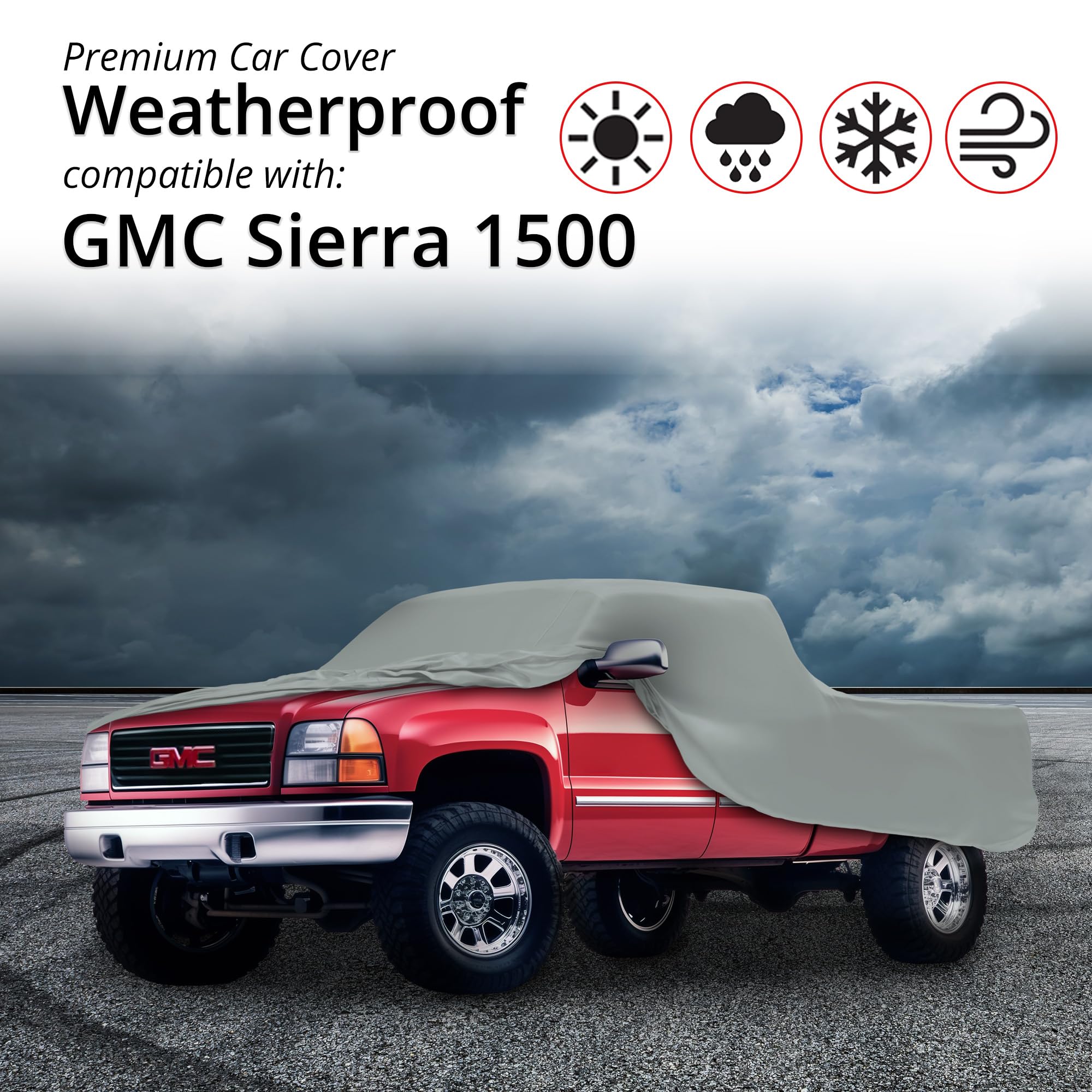 Weatherproof Truck Cover for GMC Sierra 1500-3500 (1999-2022 Extended Cab) - Heavy Duty Outdoor Car Cover with Anti-Theft Cable Lock - Waterproof & All-Season Protection - Perfect for Parking, Storage & Travel