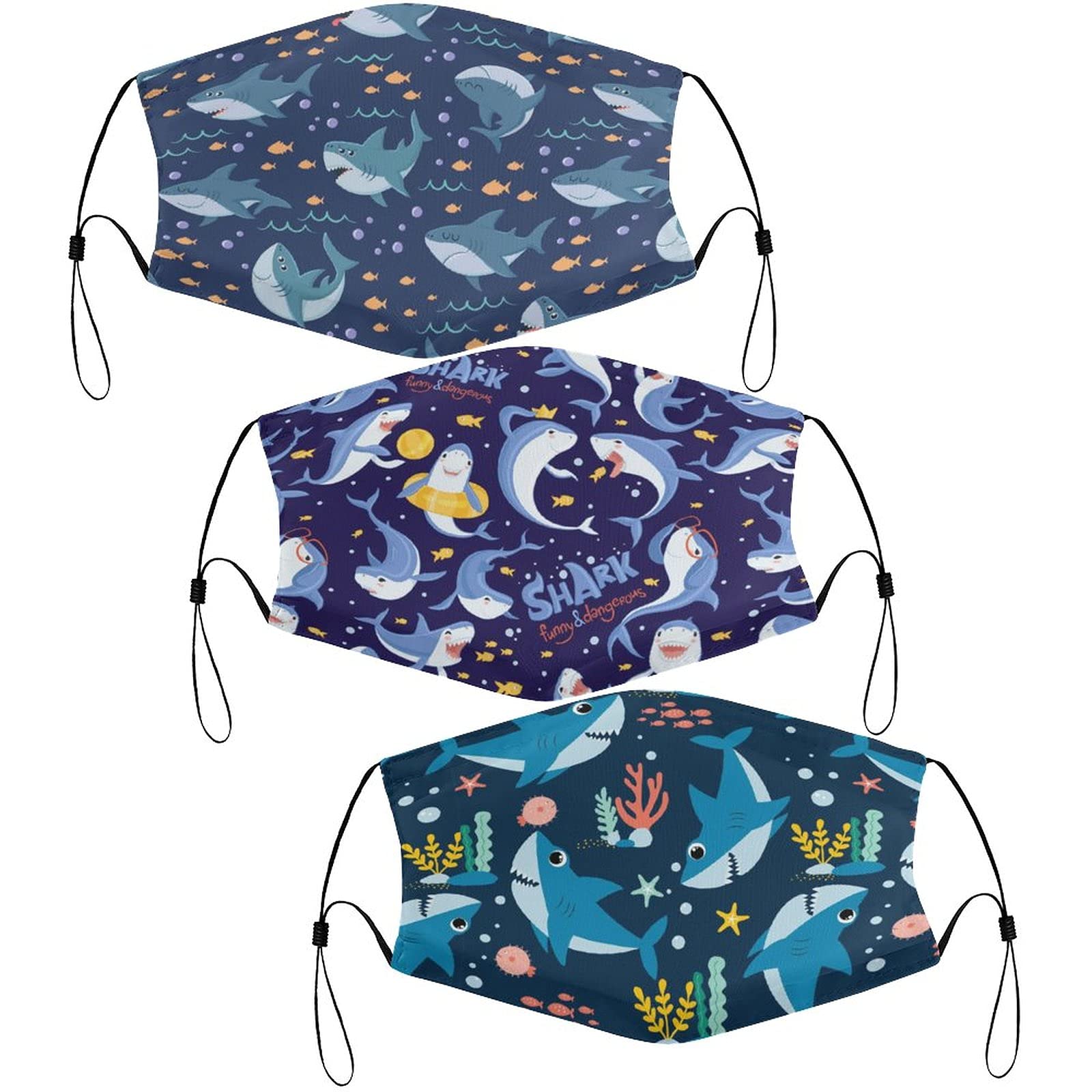 3Pcs Reusable Washable Kids Face Mask with Adjustable Ear Loops - Cute Cartoon Panda Design, Breathable Fabric for Children, Perfect for School, Travel & Daily Protection