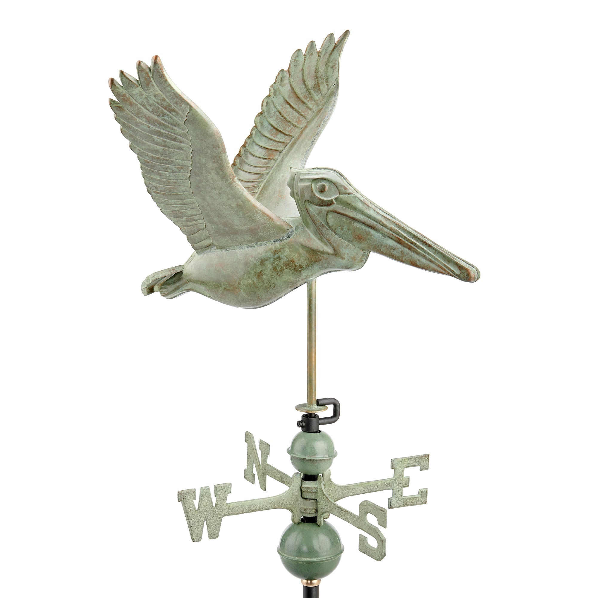 Pelican Weathervane - Coastal & Nautical Decor for Outdoor Garden, Beach House, or Patio - Handcrafted Metal Wind Direction Indicator