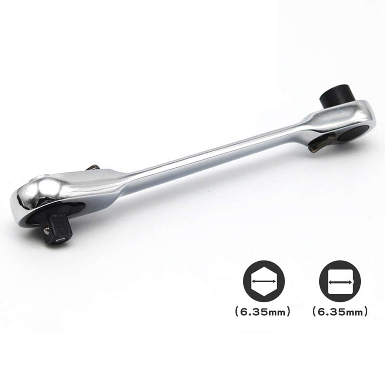 1/4 Inch Mini Double Headed Ratchet Wrench Set - 72 Tooth Drive, 5° Quick Release Rotator with Socket & Screwdriver Bits - Silver (Perfect for Tight Spaces, Automotive Repair & DIY Projects)