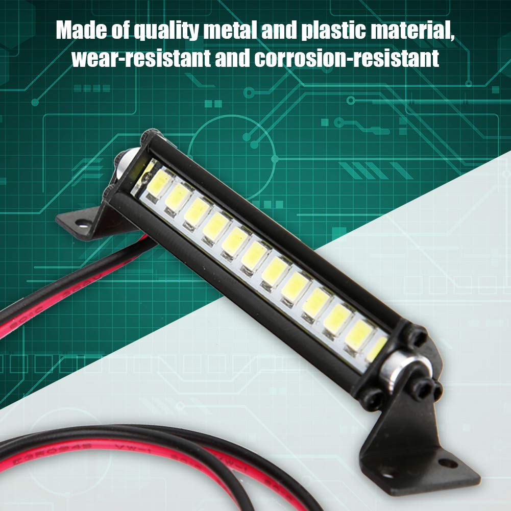 Dilwe RC Car LED Roof Light Bar - 12 Mini LEDs for SCX10 1/10 Scale 4WD Crawler - Black | Off-Road Night Crawling & Trail Adventure Lighting Accessory