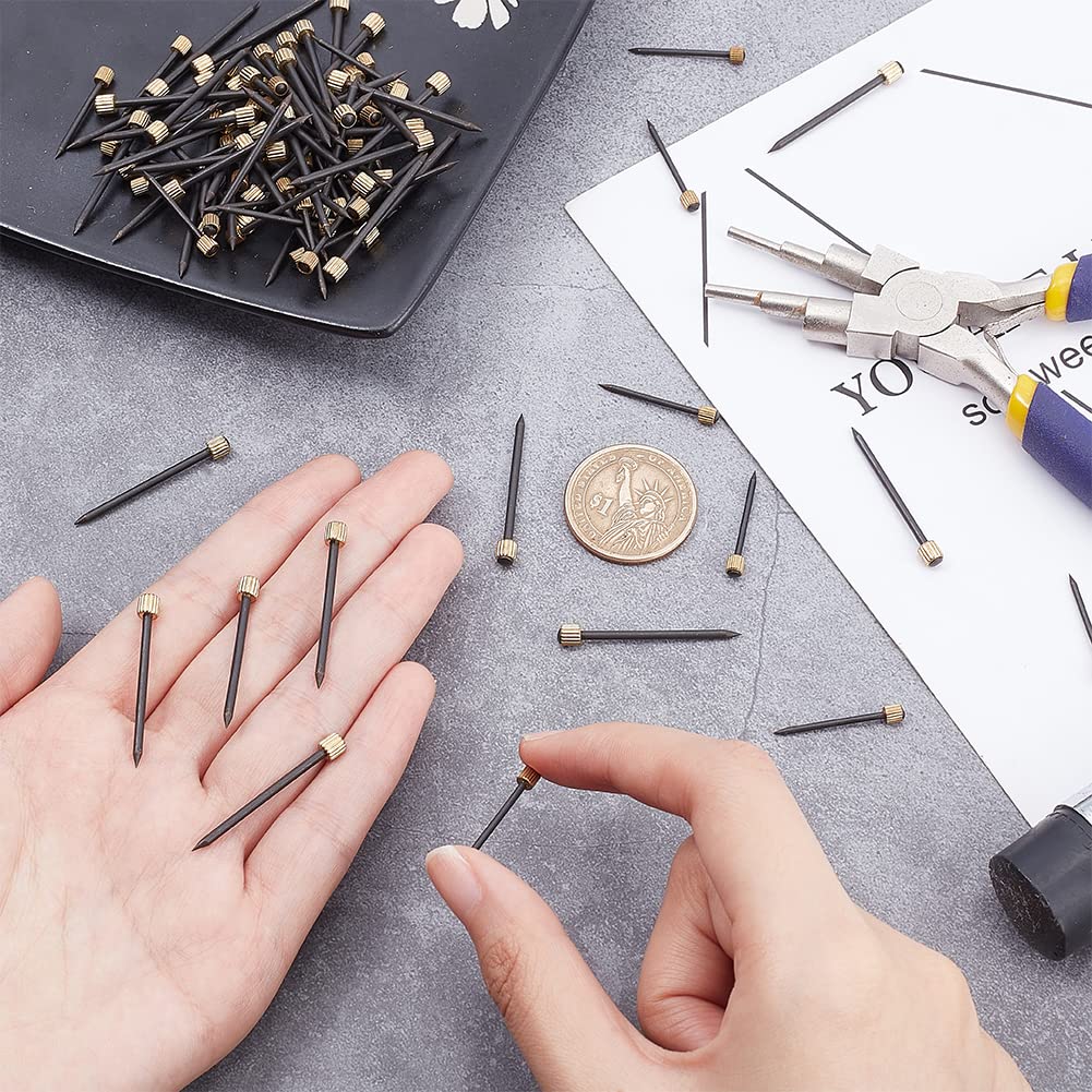 UNICRAFTALE 100-Piece Black Iron Picture Hanging Nails Kit - 25mm & 35mm Flat Head Nails for Wooden & Drywall - Perfect for Hanging Frames, Mirrors, and Wall Decor