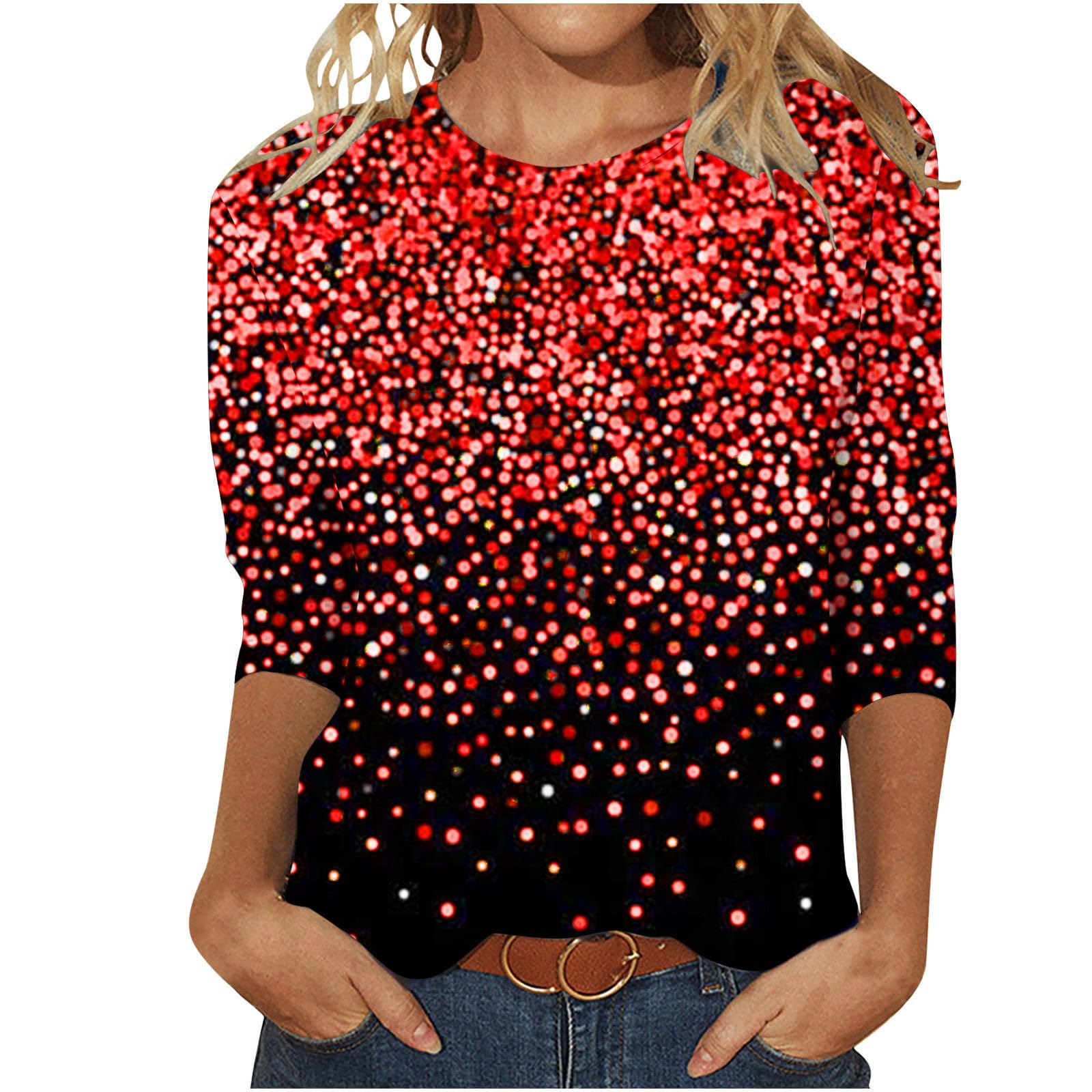 Women's Casual 3/4 Sleeve Slim Fit Graphic T-Shirts - Cute Summer Fashion Tees 2024 | Perfect for Everyday Wear, Outings & Casual Office Looks