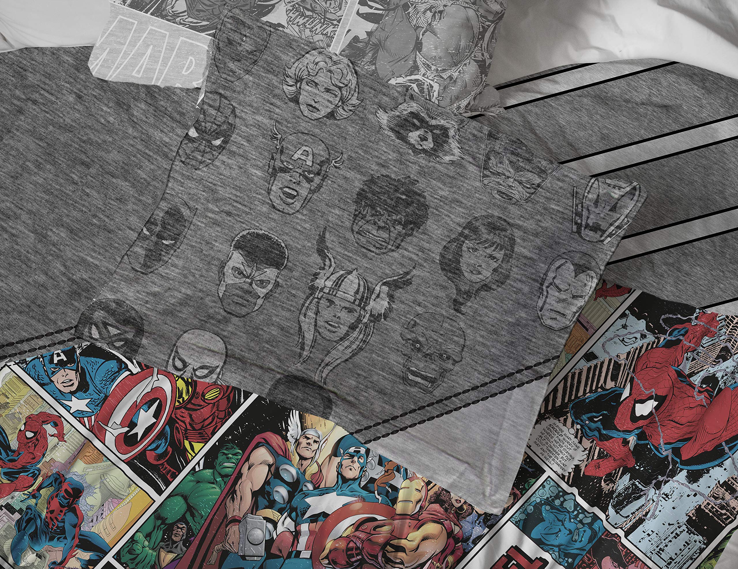 Jay Franco Marvel Comics 80th Anniversary Twin Comforter & Sham Set | Super Soft Reversible Kids Bedding | Fade Resistant Microfiber | Official Marvel Licensed Product | Perfect for Kids' Rooms, Sleepovers & Marvel Themed Decor