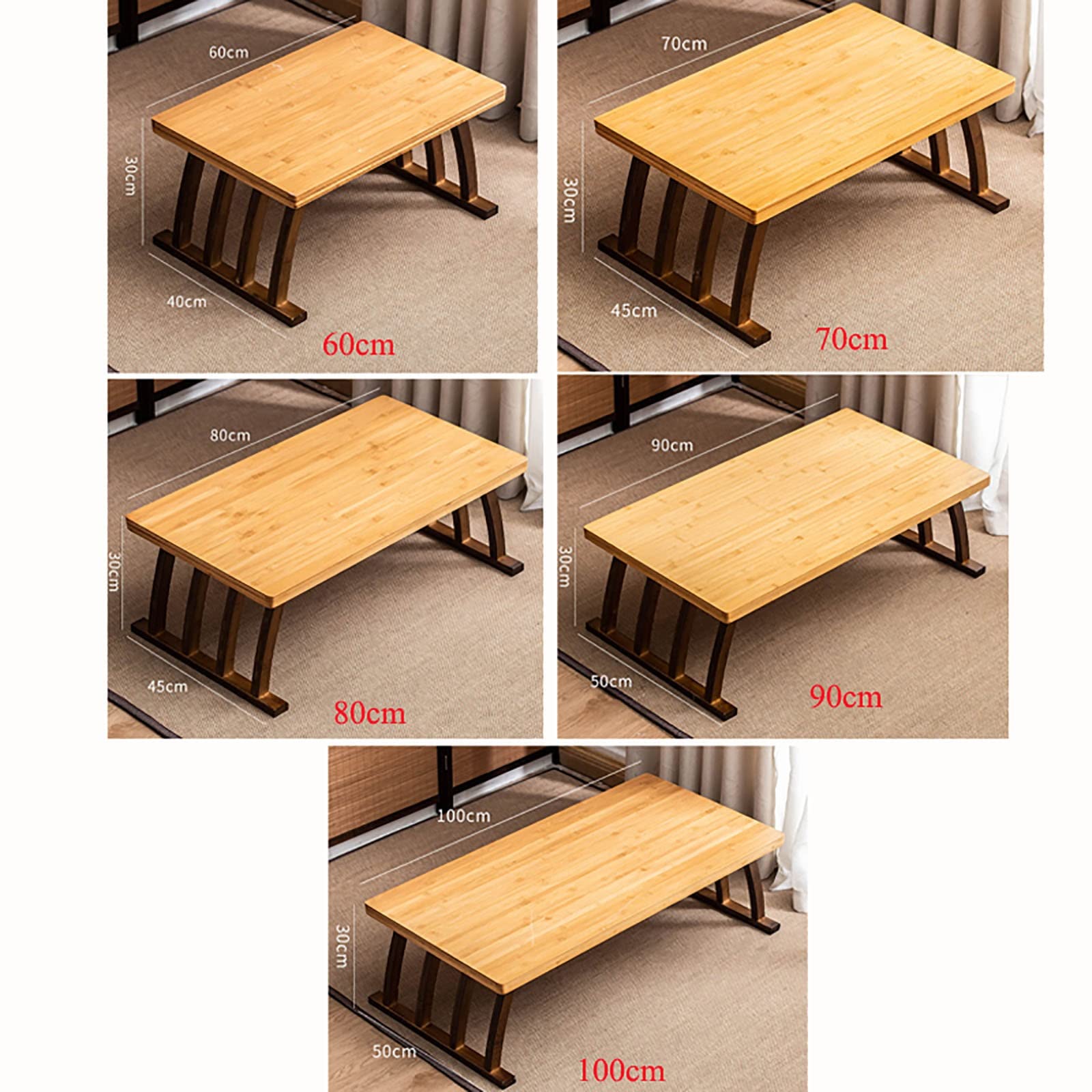 Japanese Style Low Bamboo Coffee Table - ZSH Tami Table for Living Room, Balcony, Small Dining, Floor or Study Desk - 70x45x30cm (H30cm) - Perfect for Zen Decor, Tea Ceremonies & Small Space Living