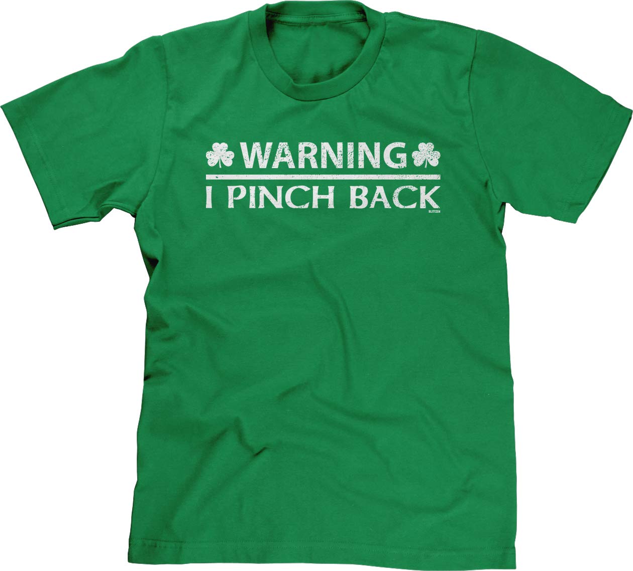 Blittzen Warning I Pinch Back - Funny St. Patrick's Day Saying Men's T-Shirt | Irish Pride Novelty Tee for Parties & Parades