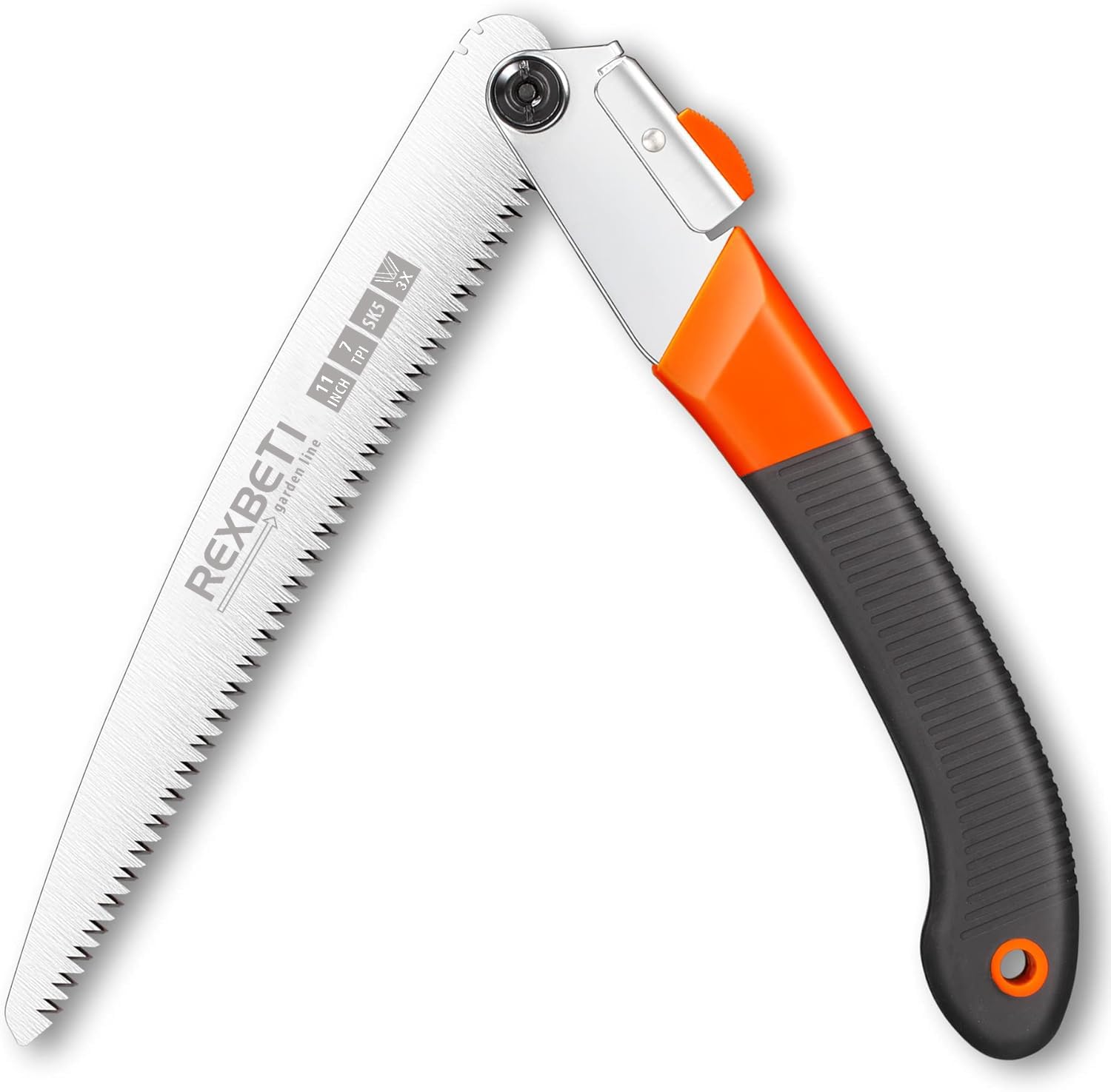 REXBETI 11-Inch Folding Saw with SK-5 Steel Blade - Heavy Duty Hand Saw for Wood Cutting, Camping, Pruning Dry Wood & Outdoor Use - Portable Folding Saw for Gardening, Hiking, Survival & DIY Projects