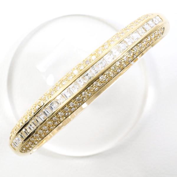 18K Yellow Gold Diamond Bangle Bracelet 17cm - Elegant Women's Jewelry Gift for Anniversary, Wedding & Special Occasions