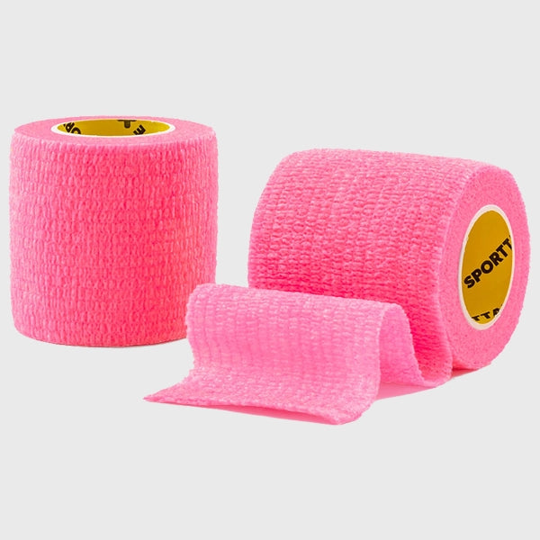 SportTape 5cm x 4.5m Athletic Sock Wrap - Neon Pink Elastic Bandage for Running, Soccer & Volleyball - Prevents Blisters & Supports Ankles