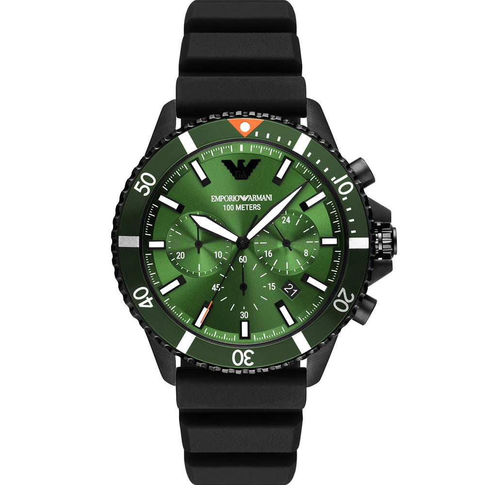 Emporio Armani AR11463 Men's Diver Chronograph Watch - Waterproof Stainless Steel Luxury Timepiece for Diving, Swimming & Everyday Wear