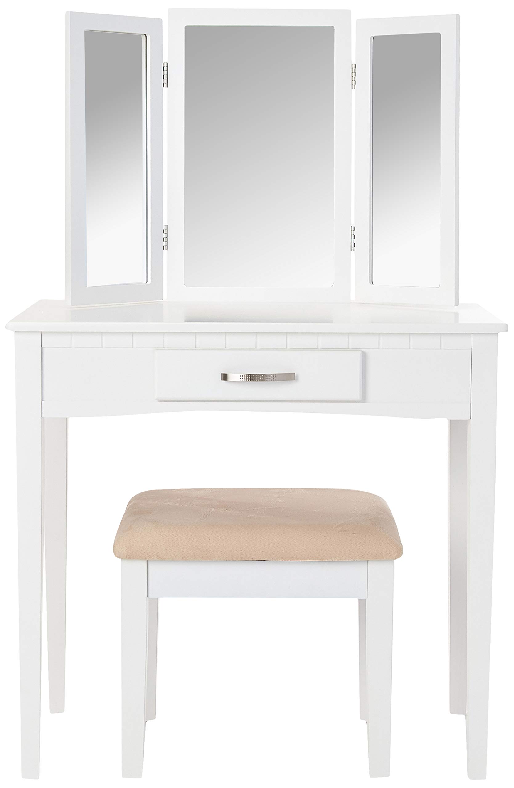 Frenchi Home Furnishing Vanity Set with Stool & Mirror - Elegant Dressing Table for Bedroom, Makeup Vanity with Storage | Perfect for Women's Beauty Routine & Bedroom Decor
