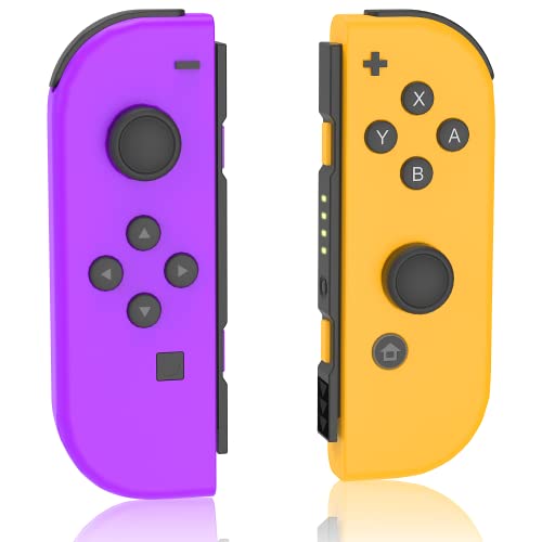 Upgraded Wireless Joypad for Nintendo Switch Controller - L/R Joy-Pad with Wake-up & Screenshot Function (No NFC) - Orange/Purple | Perfect for Gaming, Travel & Multiplayer Sessions