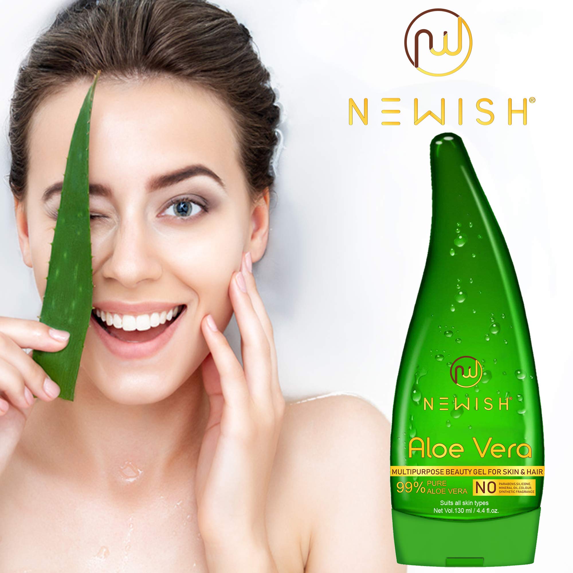 99% Pure Aloe Vera Gel for Face, Skin & Hair Care - 130ml (2 Pack) | Natural Moisturizer for Glowing Skin | Men & Women | Sunburn Relief, After Shave, Hair Mask & Daily Hydration