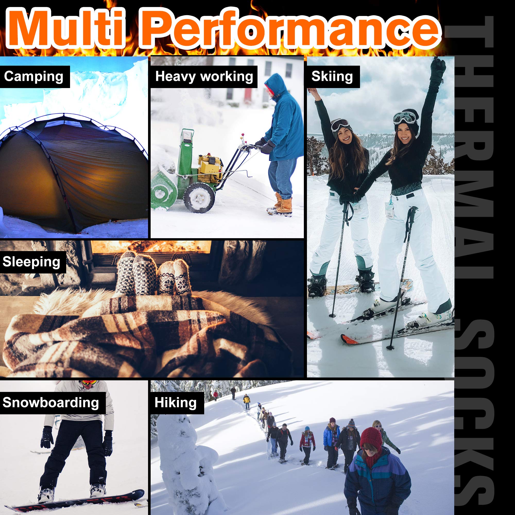 Thermal Socks for Men & Women - Extra Thick Winter Warm Heated Crew Socks for Extreme Cold Weather - Perfect for Snow Boots, Hiking & Outdoor Activities