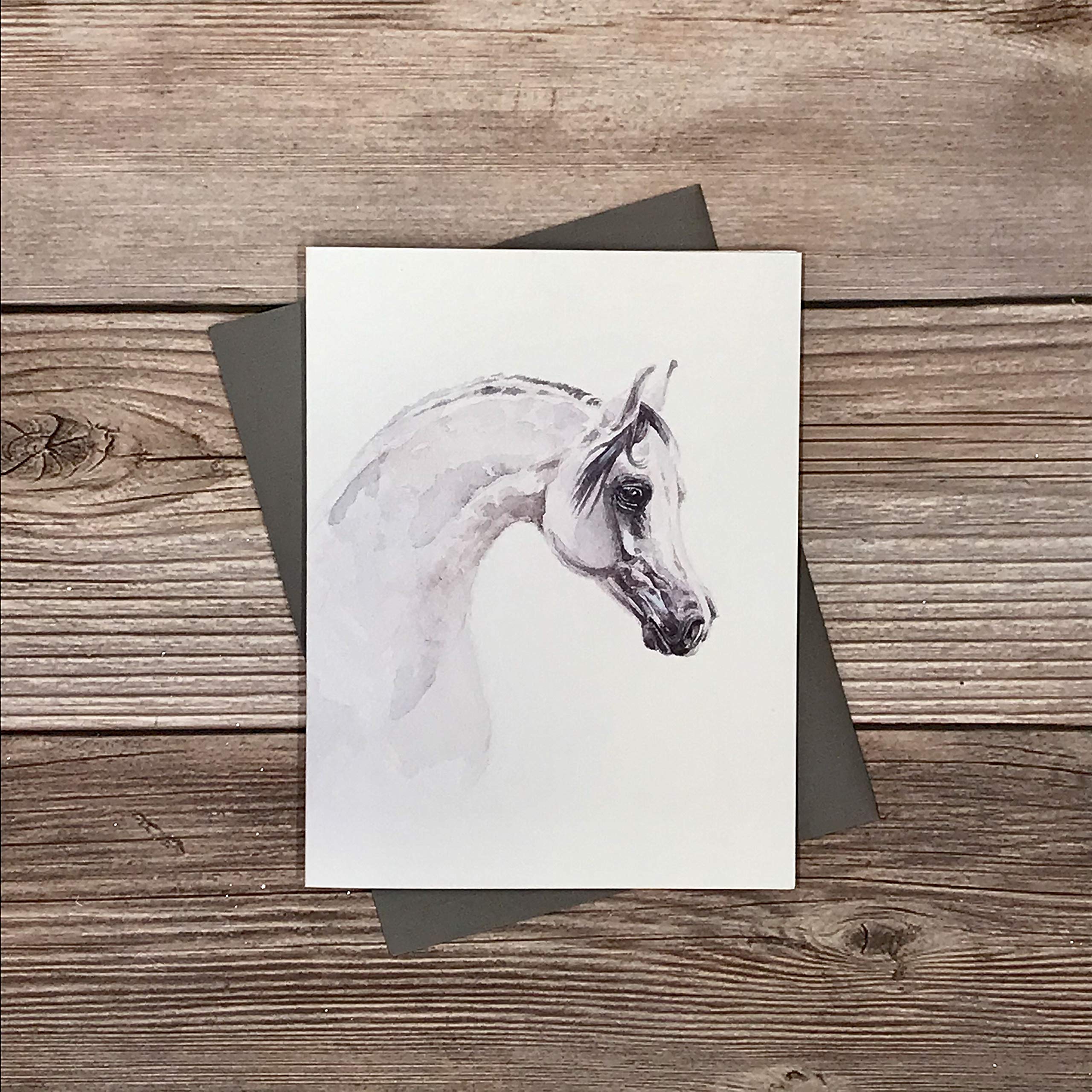 Premium Watercolor Arabian Horse Notecards - Luxury 12-Pack Blank Greeting Cards for Thank You, Birthday & Special Occasions | Elegant Stationery Gift Set for Equestrian Lovers & Art Enthusiasts