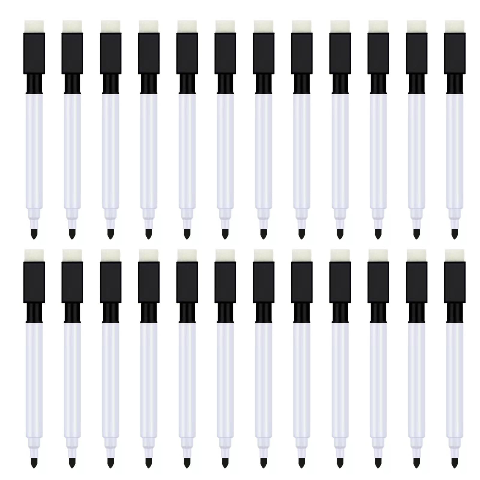 Abaokai 24 Pack Magnetic Dry Erase Markers with Eraser Caps - Black Whiteboard Markers for Classroom, Office & Home - Perfect for Teachers, Students & Professionals