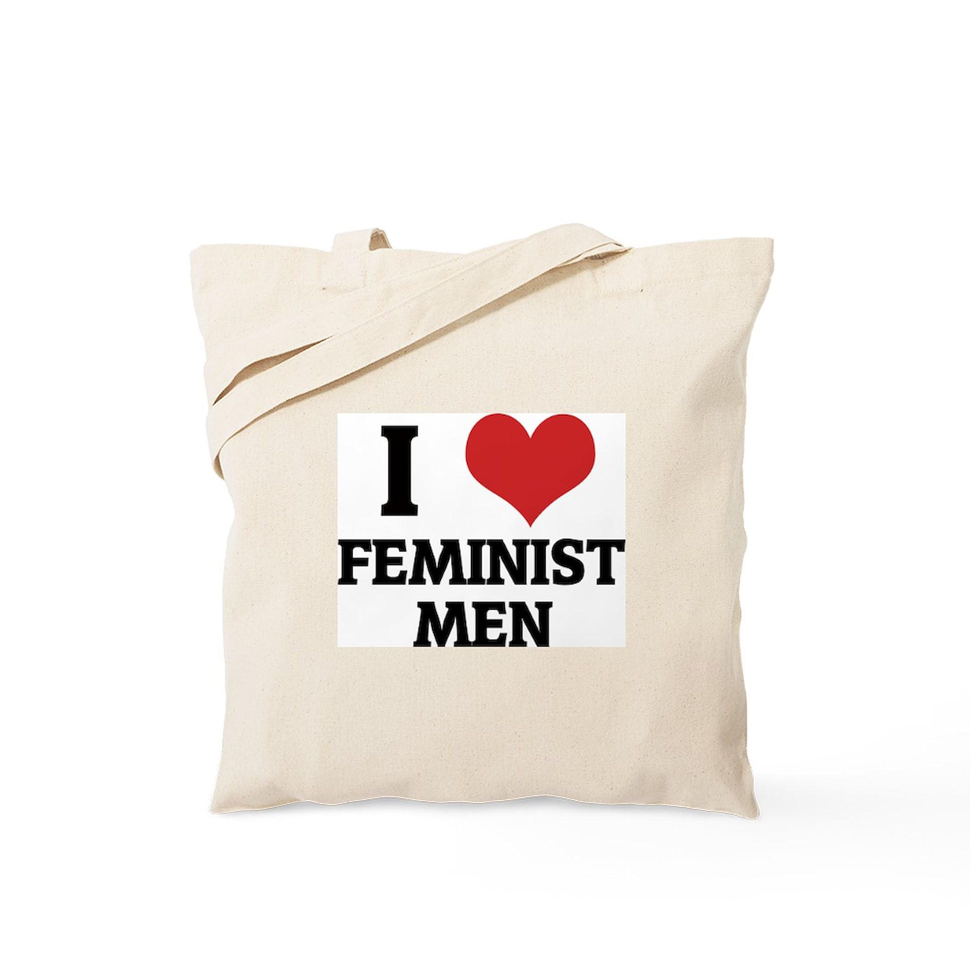 I Love Feminist Men Tote Bag - Natural Canvas Reusable Shopping Bag for Groceries, Work & Everyday Use | Feminist Gift Idea