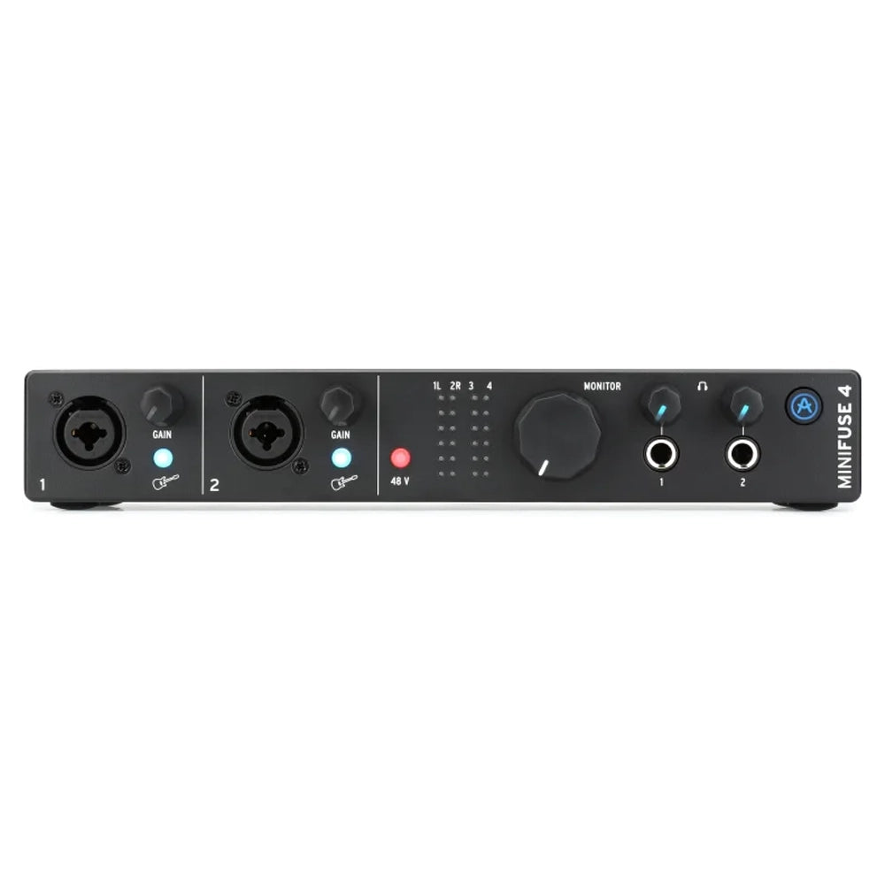 Arturia MiniFuse 4 Portable 4x4 USB Audio Interface with MIDI Connectivity - Compact Recording Studio Solution for Home & Professional Music Production (Black)