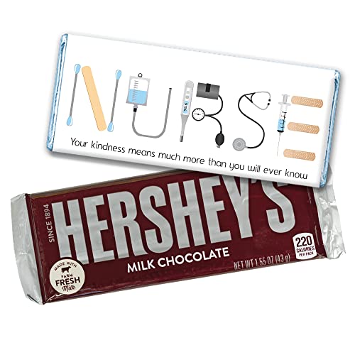 Personalized Hershey's Chocolate Bars for Nurse Appreciation - 12 Pack Blue Foil Wrapped Candy Gifts - Perfect for Thank You Gifts, Healthcare Worker Recognition & Hospital Staff Appreciation Events