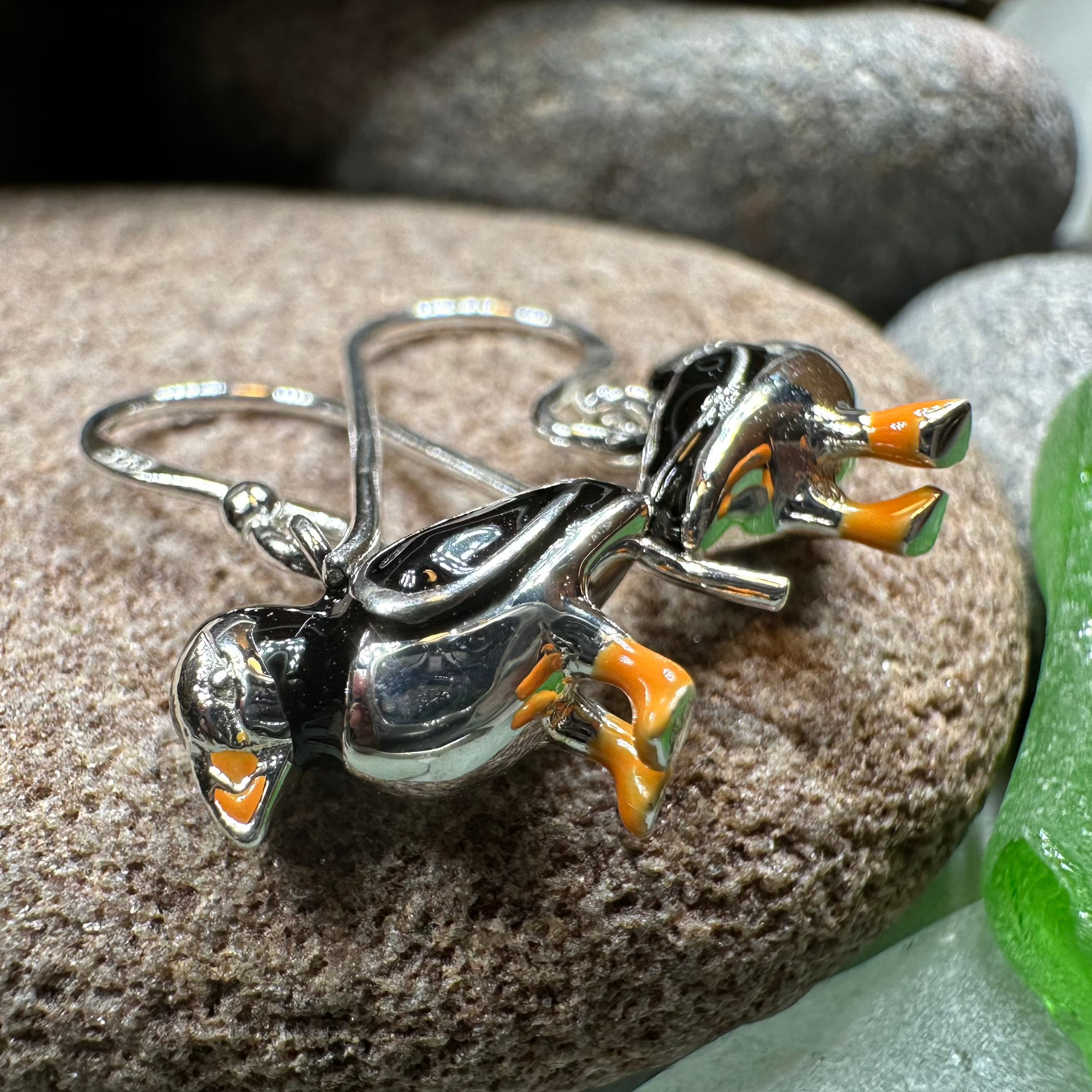 Handmade Enamel Puffin Earrings - Cute Bird Jewelry for Women - Perfect Gift for Nature Lovers & Bird Enthusiasts - Great for Casual Wear, Beach Vacations & Outdoor Adventures