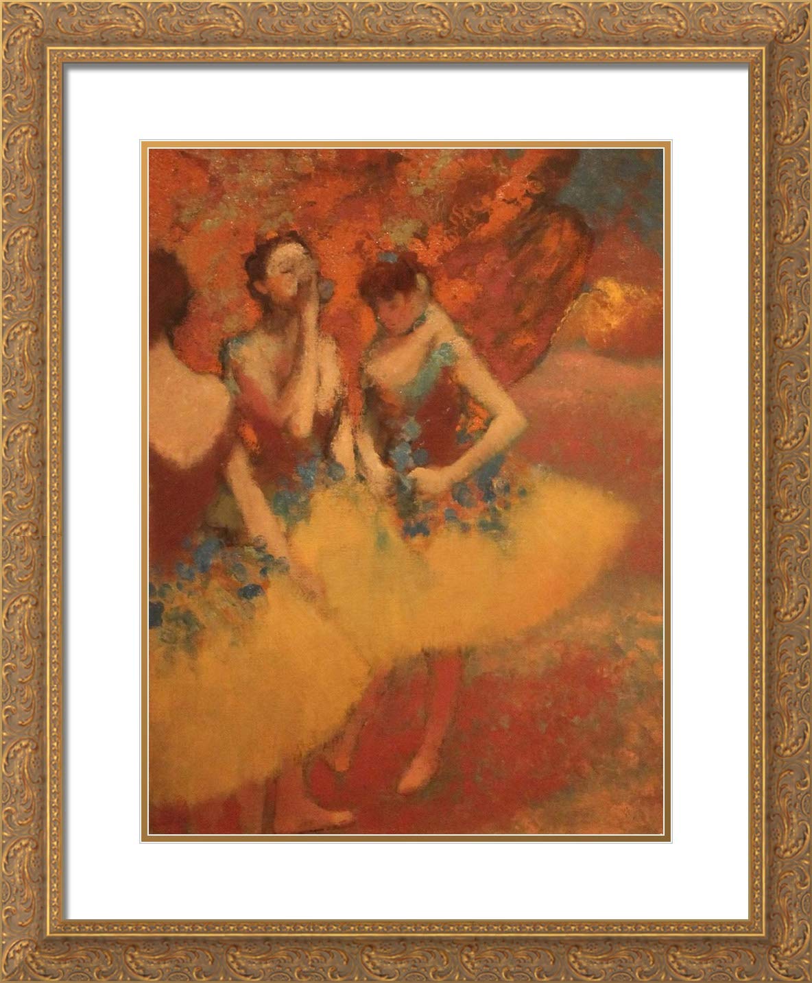Edgar Degas Three Dancers in Yellow Skirts - 15x17 Inch Gold Ornate Framed Museum Art Print with Double Matting | Wall Decor for Living Room, Bedroom & Office