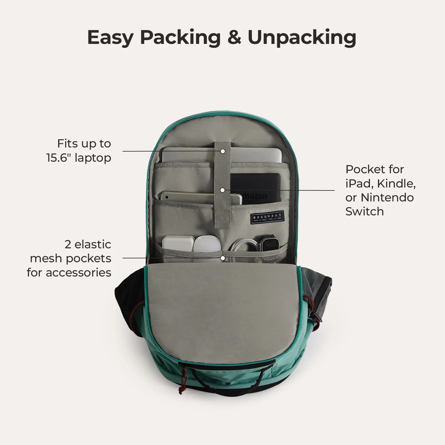 15.6 Inch Laptop Backpack for Men & Women - Waterproof Travel Backpack with USB Charging Port - Perfect for Work, School, and Business Trips