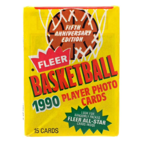 Vintage 1990 Fleer Basketball Cards Unopened Pack - Collectible NBA Trading Cards for Sports Memorabilia Fans | Perfect for Card Collectors, Investors, and Basketball Enthusiasts