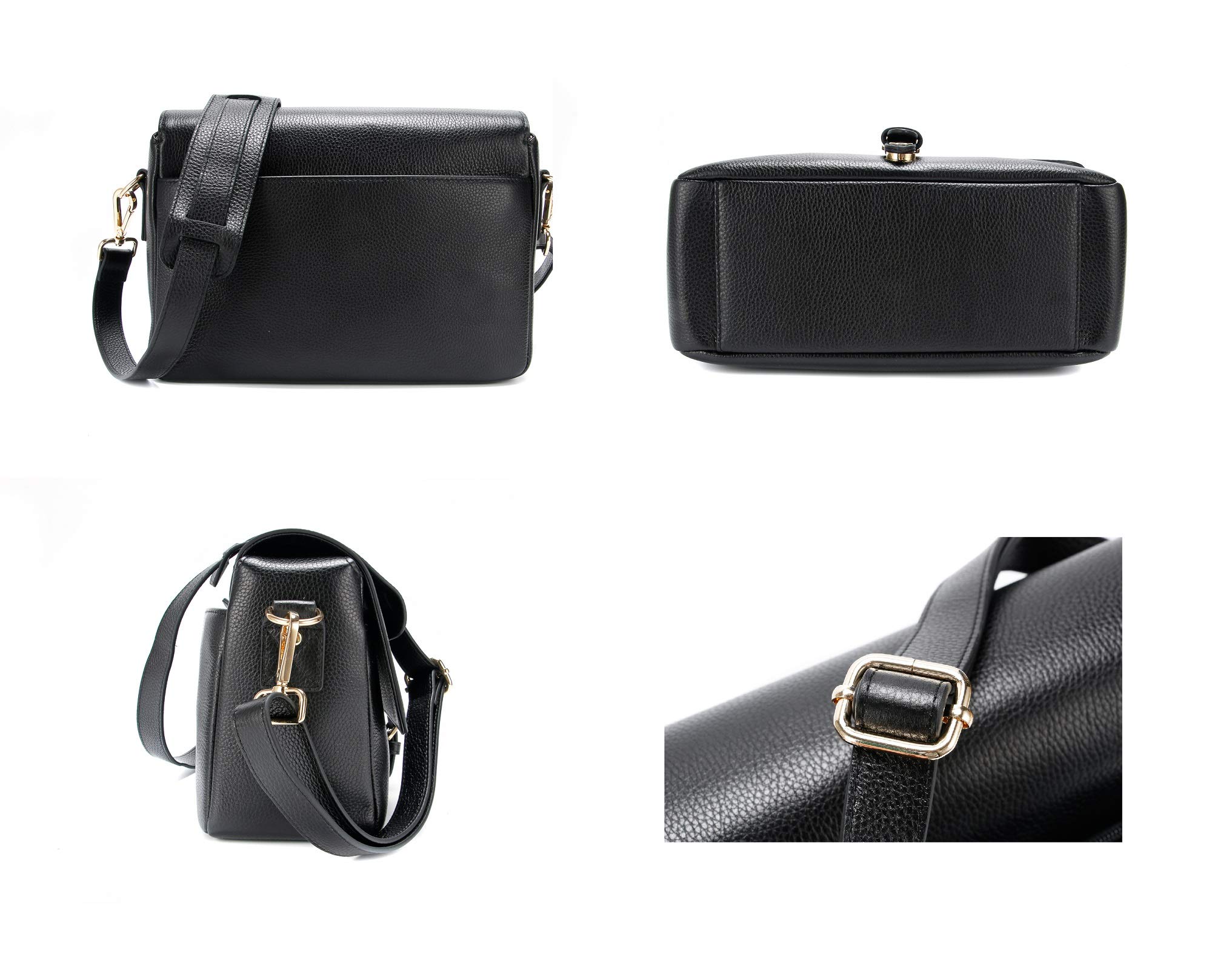 Meliae Leather Camera Bag for Women - DSLR Mirrorless Camera Purse with Adjustable Shoulder Strap, Crossbody Messenger Travel Bag for Photographers (Black) | Perfect for Travel, Photography Sessions & Everyday Use