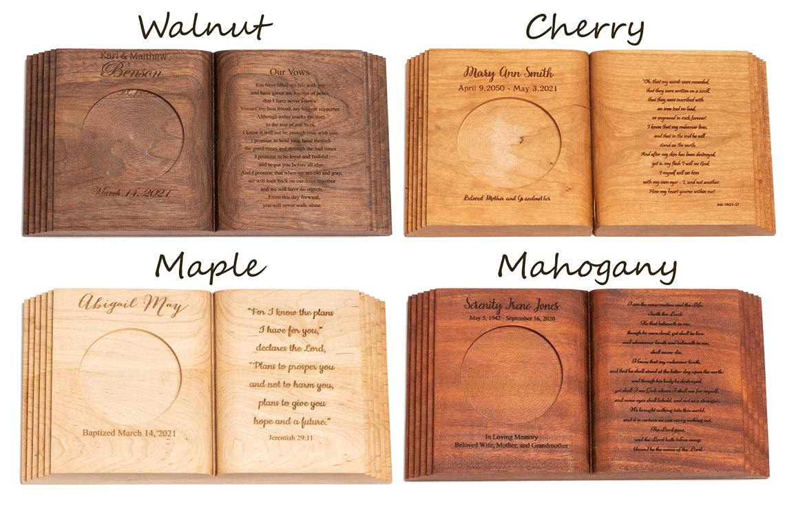 Premium Solid Wood Memorial Book & Bible Holder with Keepsake Sharing Urn - Perfect for Funeral Services, Memorials & Family Heirlooms