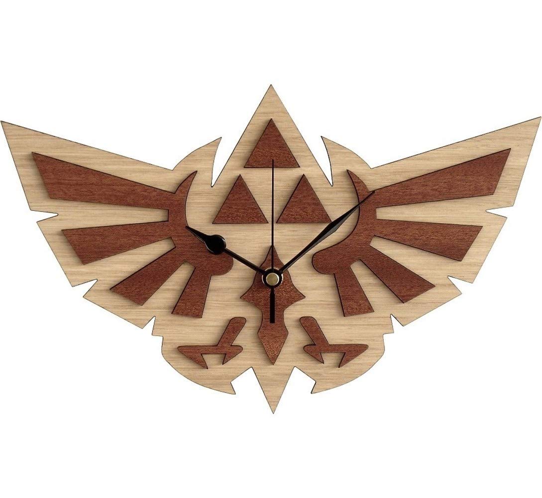 The Legend of Zelda Wooden Silent Wall Clock - 16 Inch Minimalist Home Decor for Living Room & Bedroom - Handcrafted Quartz Clock with Log Design - Perfect for Gaming Room, Office or Gift