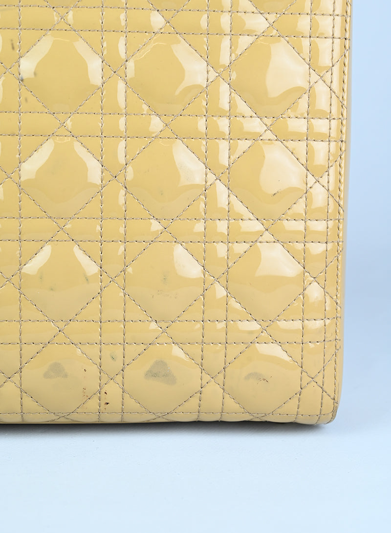 Dior Lady Dior Large Glossy Beige Leather Handbag - Luxury Designer Tote for Women, Perfect for Office, Party & Evening Events
