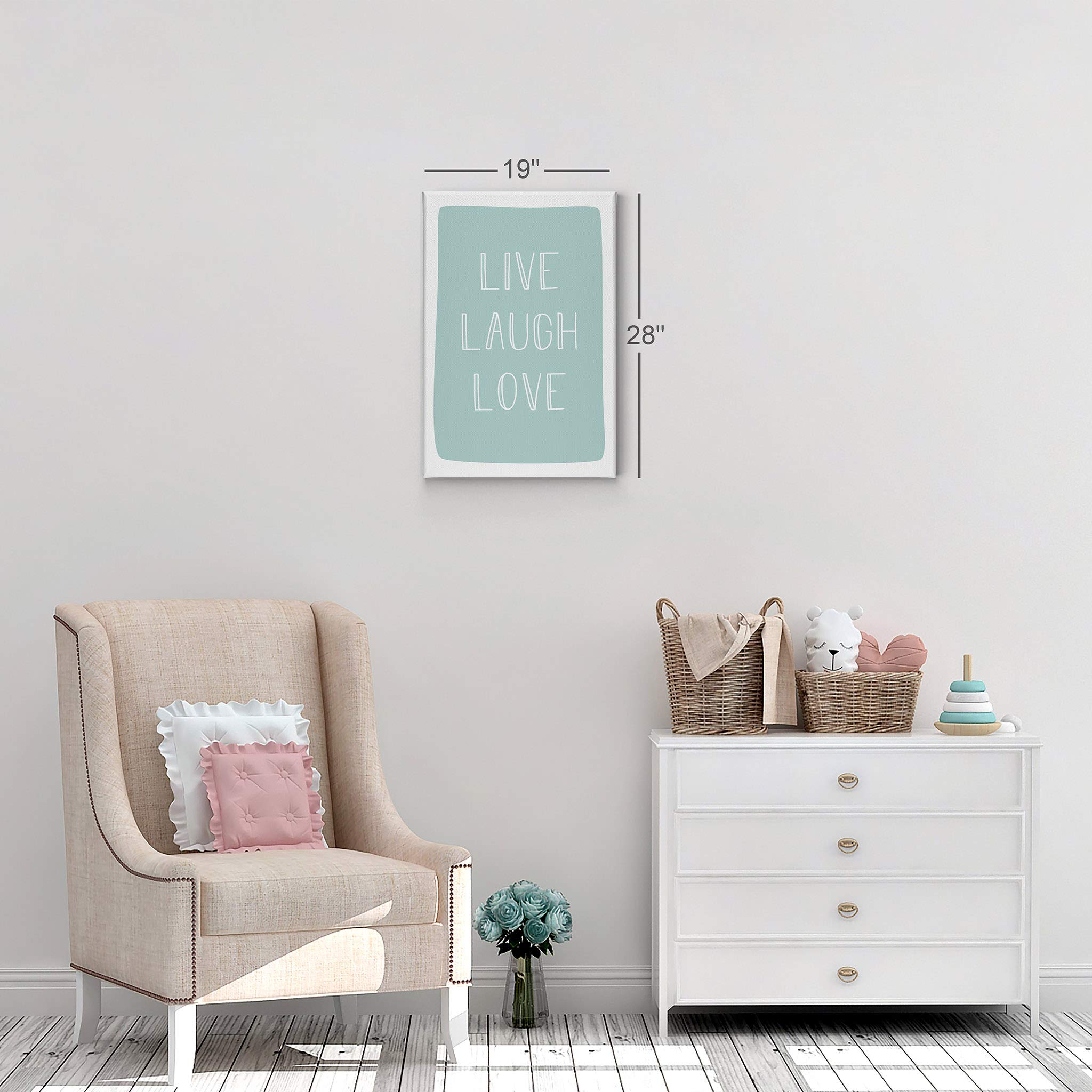 Live Laugh Love Canvas Wall Art - Turquoise Lettering Print for Nursery, Kids Room & Baby Decor | Ready-to-Hang 28x19 Inch Made in USA | Perfect for Bedroom, Playroom & Gift Giving