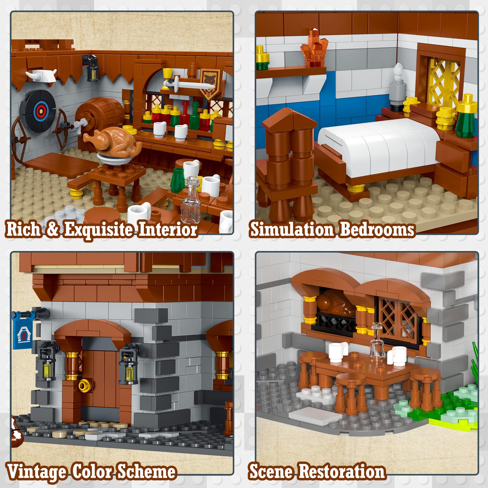 JMBricklayer Medieval 30108 House Building Set for Adults - Creative Tavern Castle Construction Toy, Collectible Display Model Kit | Perfect Gift for Boys, Girls & Adults | Office Decor, Room Display & Medieval-Themed Party Decoration