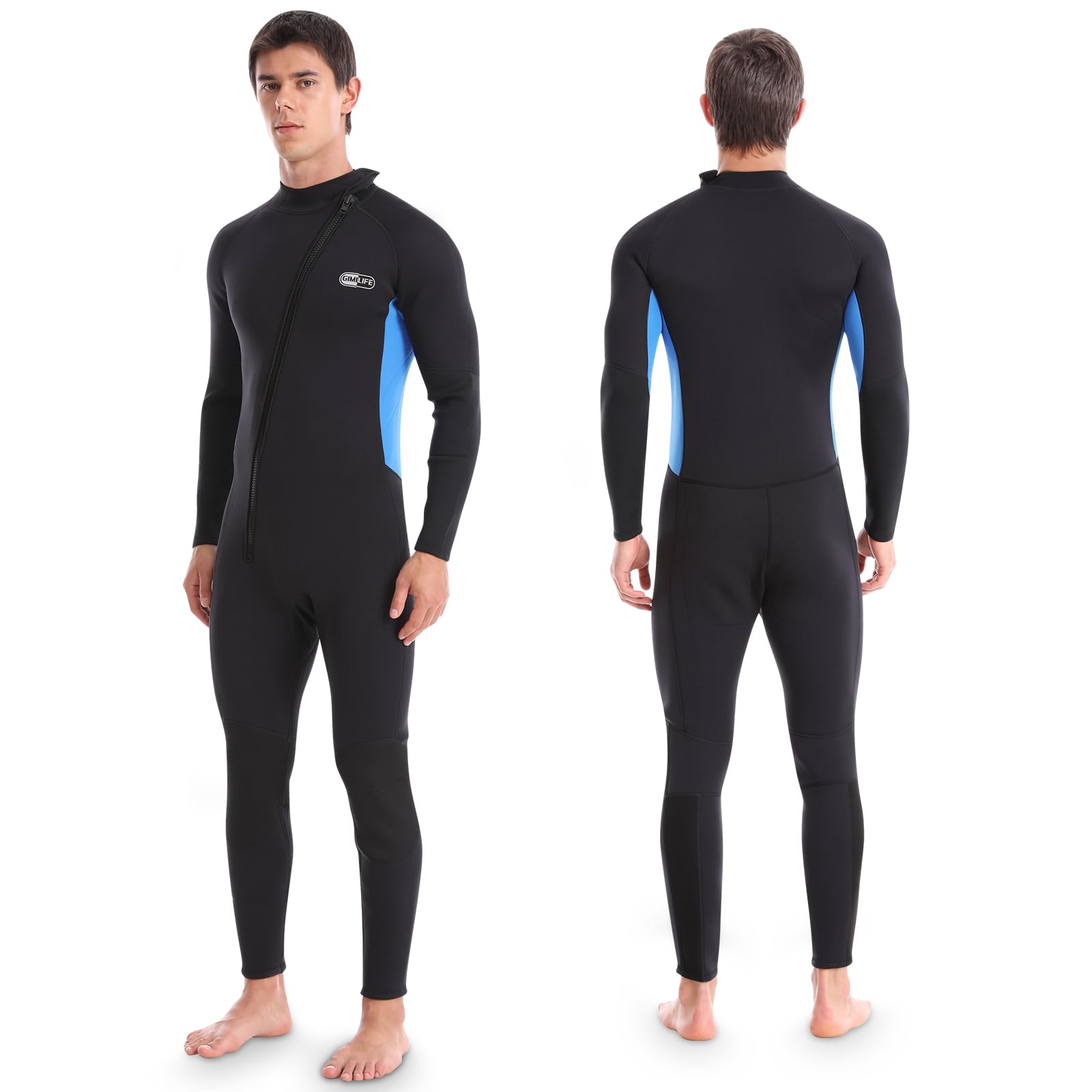 **3mm Neoprene Wetsuit for Men - Full Body Long Sleeve Scuba Diving Suit with Front/Back Zip - Ideal for Snorkeling, Swimming, Surfing & Kayaking - Perfect for Ocean Adventures & Water Sports**