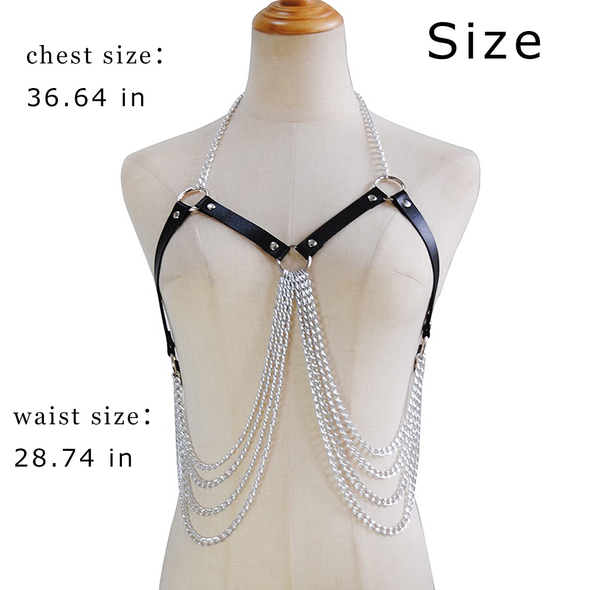 Punk Leather Chain Tassel Body Chain Bikini Harness - Stylish Waist Chain Body Jewelry for Women & Girls - Perfect for Music Festivals, Rave Parties and Gothic Fashion