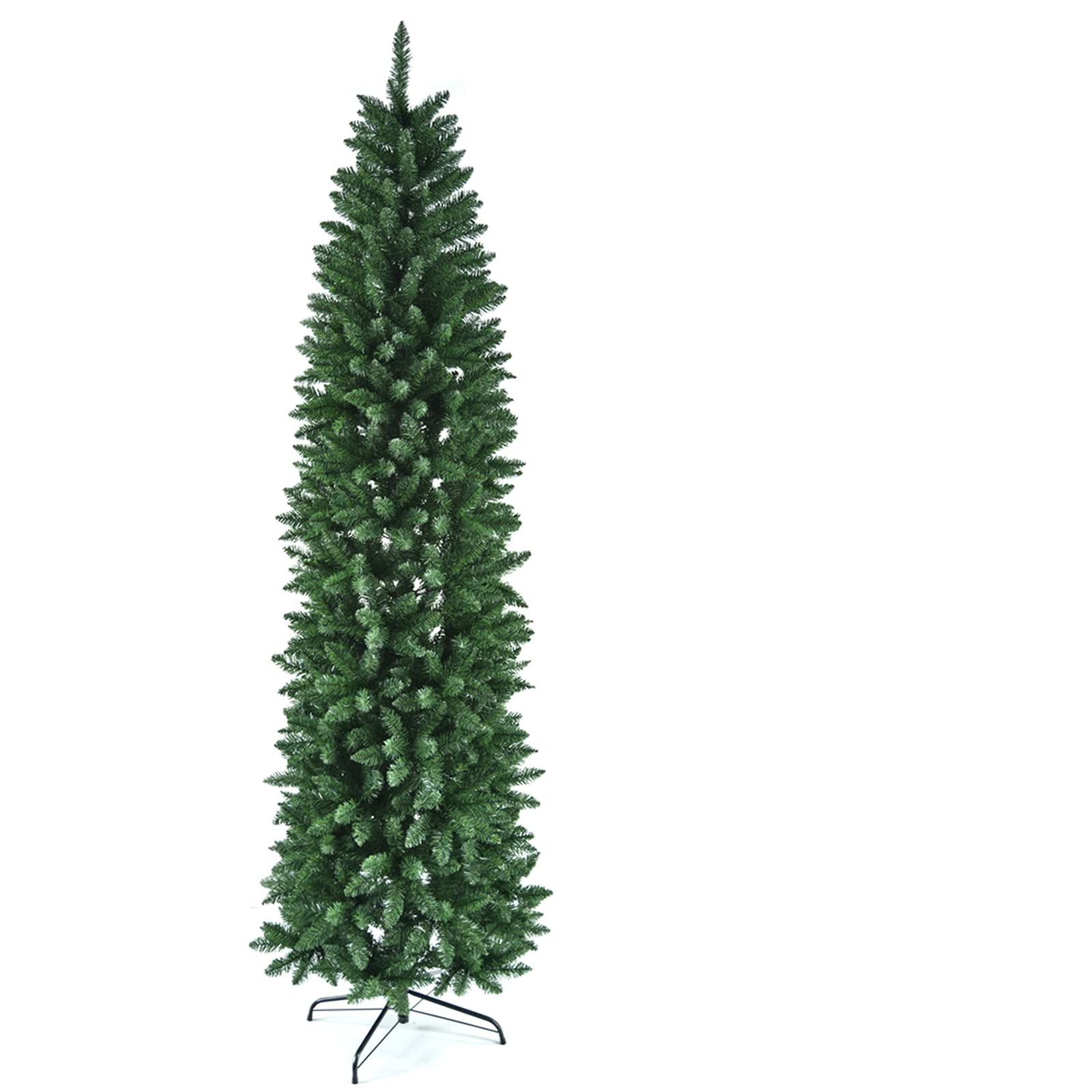 7.5ft Slim PVC Artificial Christmas Tree with Pointed Tips & Sturdy Metal Stand - Unlit Holiday Decor for Home, Office, Shop, and Hotel - Perfect for Small Spaces & Festive Seasonal Displays