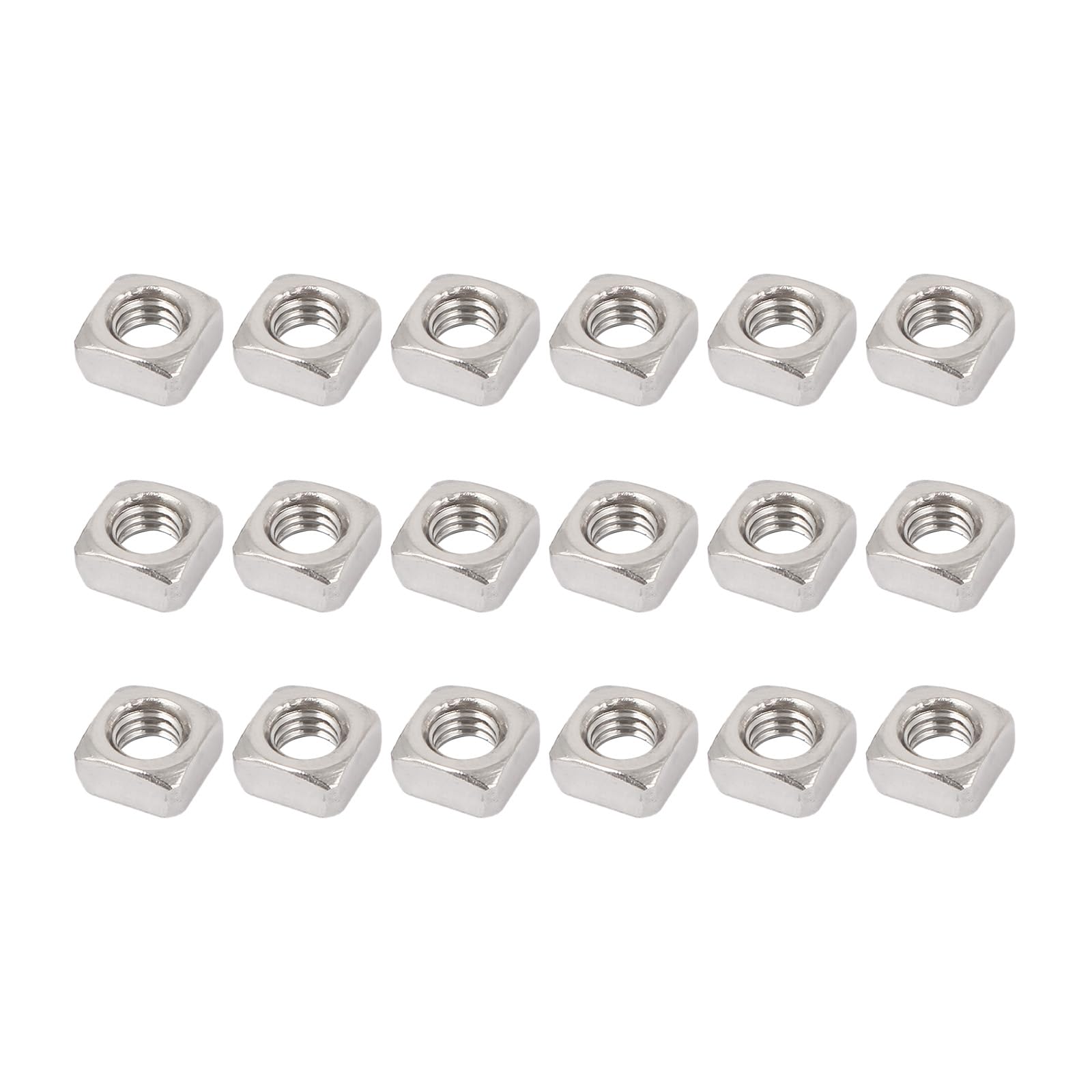 METALLIXITY M6 Square Nuts 25Pcs - 304 Stainless Steel Hardware Fasteners for Furniture, Construction & Mechanical Equipment - Silver Tone - Perfect for DIY Projects, Industrial Assembly & Home Repairs