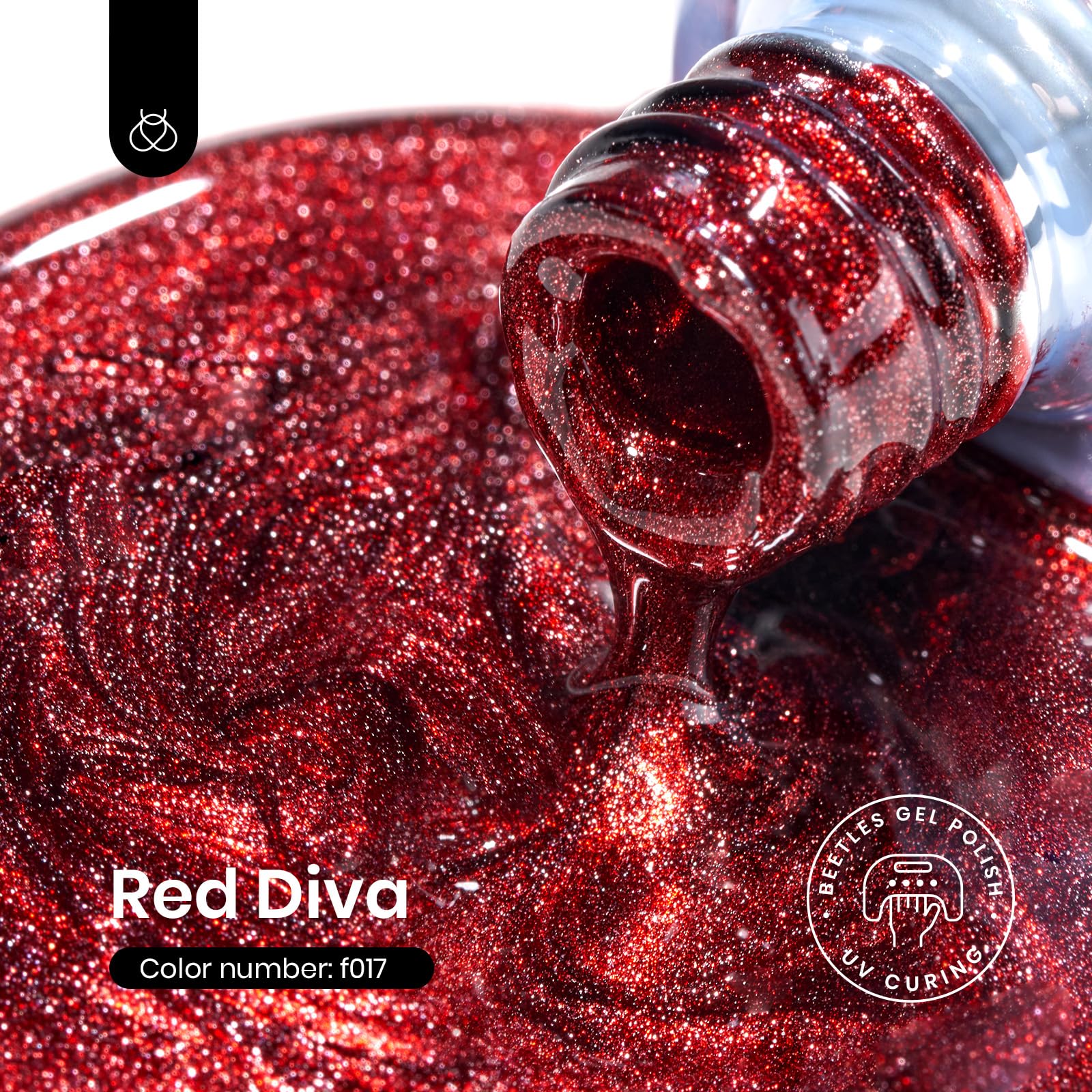 Beetles Red Gel Nail Polish - 9ML Glitter Cat Eye Gel Polish, Dark Red Soak Off UV/LED Gel for Spring & Summer Nail Art | Perfect Gift for Women | Great for Parties, Weddings & Special Occasions