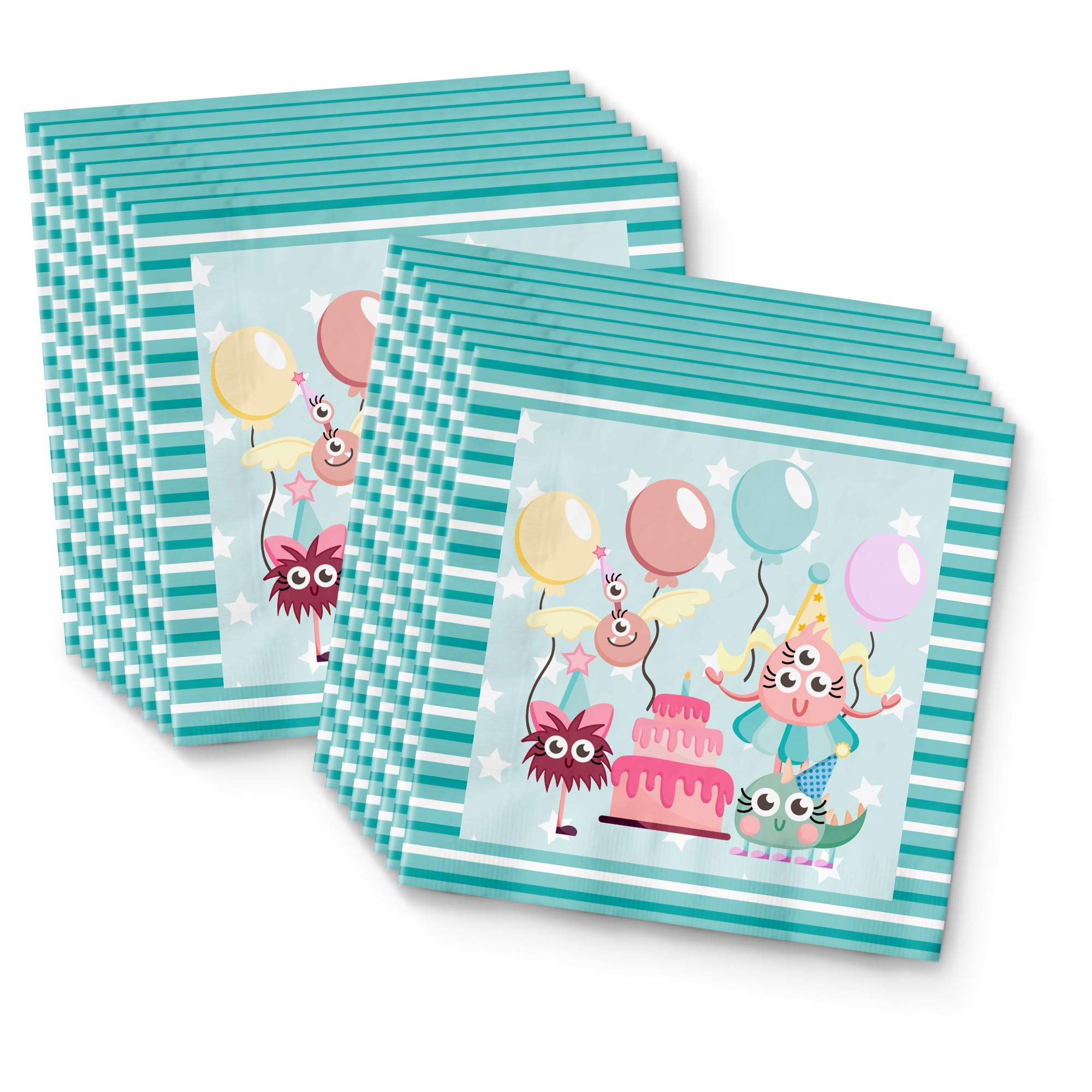 Mighty Monster Girl Birthday Party Supplies Set - 16-Piece Tableware Kit with Plates, Napkins & Cups for Kids' Themed Celebrations