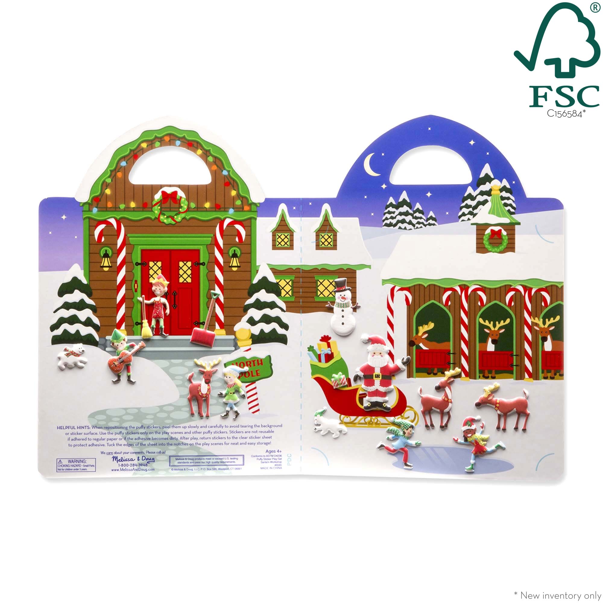 Puffy Sticker Play Set 2 Pack - Santa's Workshop & 'Tis the Season | Christmas Crafts for Kids | Holiday DIY Activities & Classroom Decorations