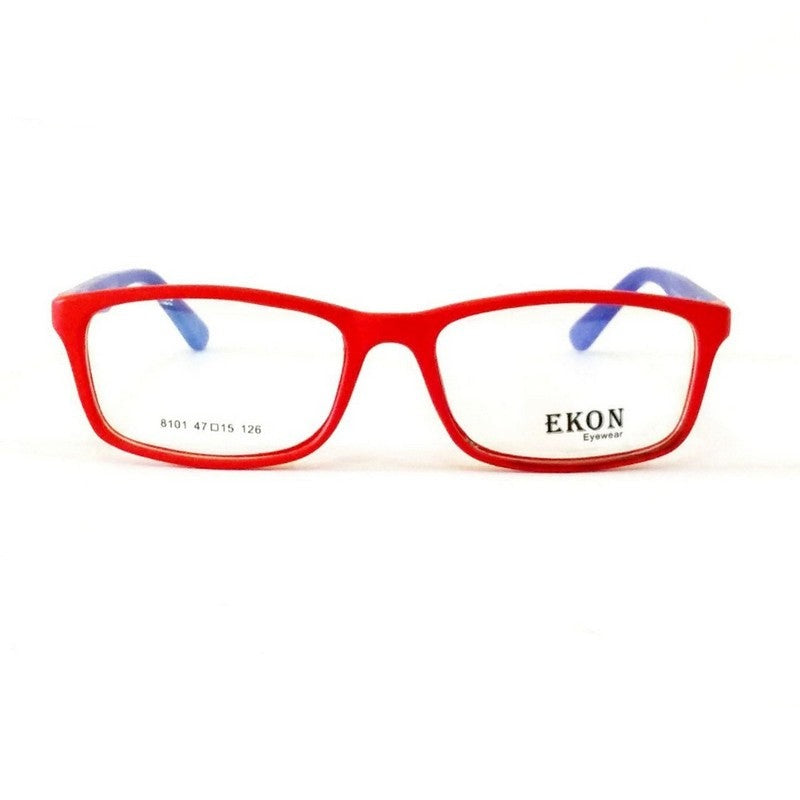 Red Rectangle Kids Glasses for Boys & Girls Ages 6-10 | Trendy Unisex Eyewear 8101C15 | Perfect for School, Reading & Outdoor Activities