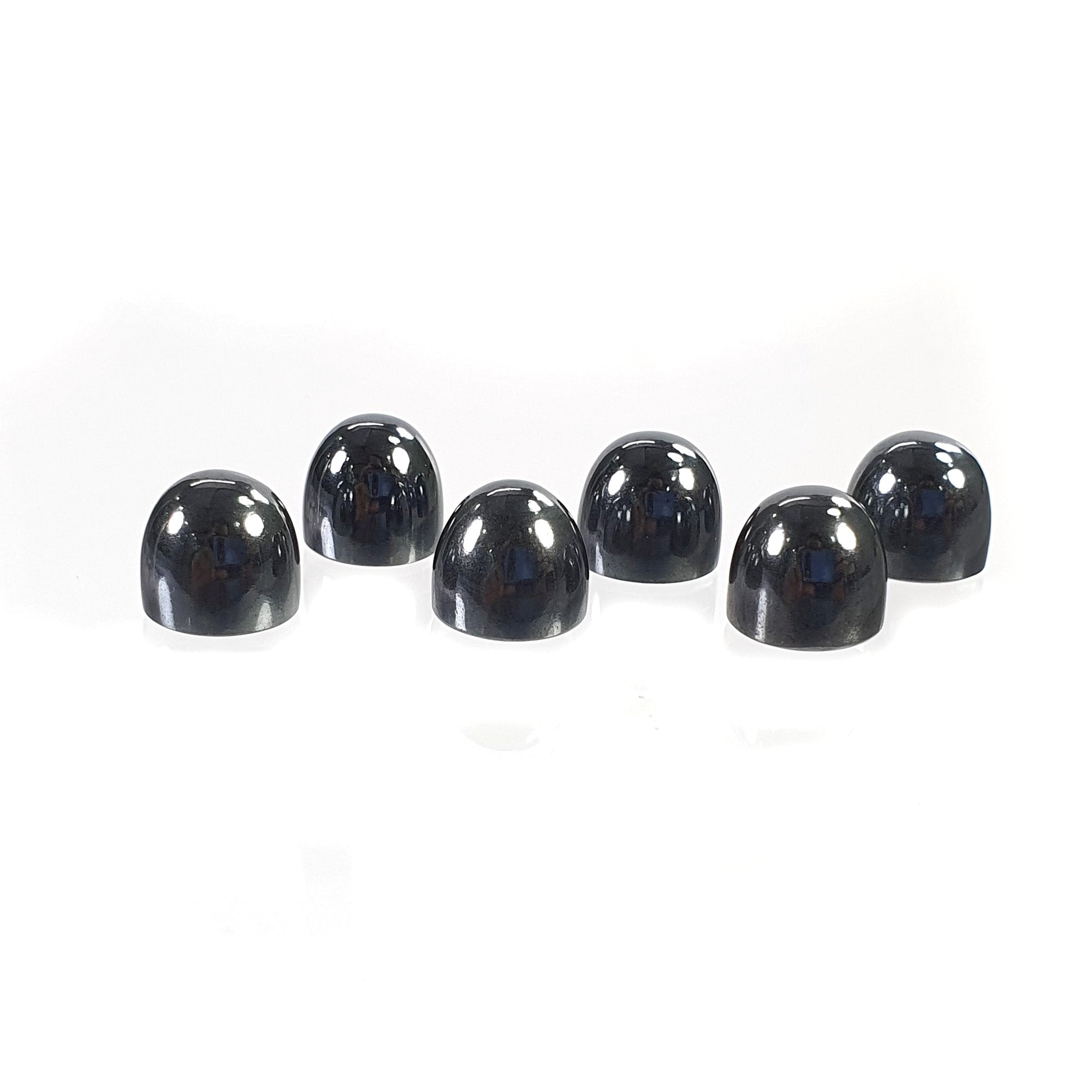 Natural Black Hematite Gemstone Cabochon - 86.10cts Untreated Unheated Hematite Bullet Shape (9.5mm, 6 Pieces) for Jewelry Making, Wire Wrapping & Healing Crystal Collection