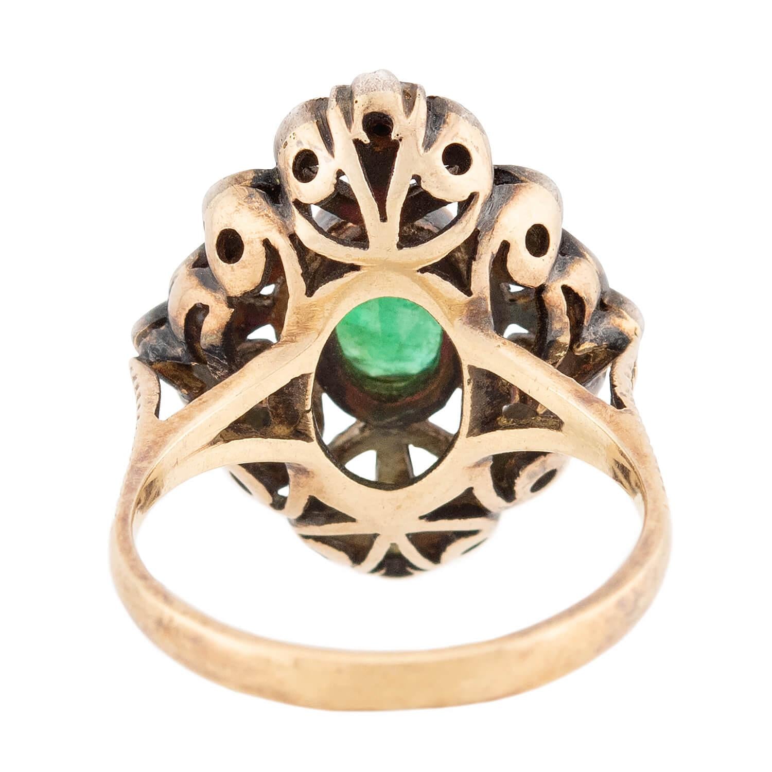 Art Deco 18k Gold & Sterling Silver Emerald Ring for Women - Vintage Inspired Jewelry for Weddings, Anniversaries & Special Occasions