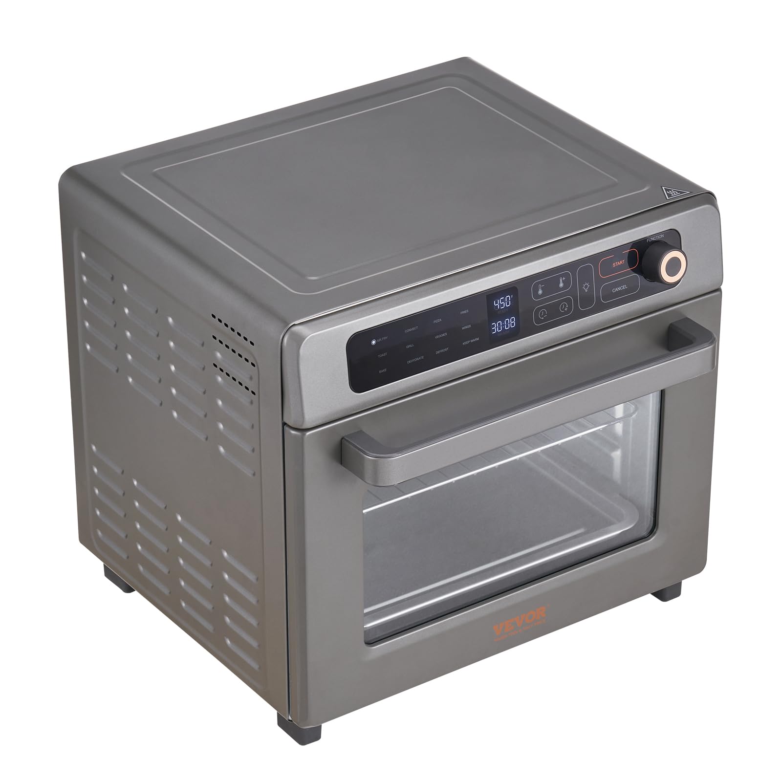 VEVOR 12-in-1 Air Fryer Toaster Oven Combo, 25L Large Capacity Convection Oven with Grill & Pizza Pan, 1700W Stainless Steel Countertop Toaster for 12 Slices Toast & 12-inch Pizza - Perfect for Home Kitchen, Small Restaurant & Commercial Use