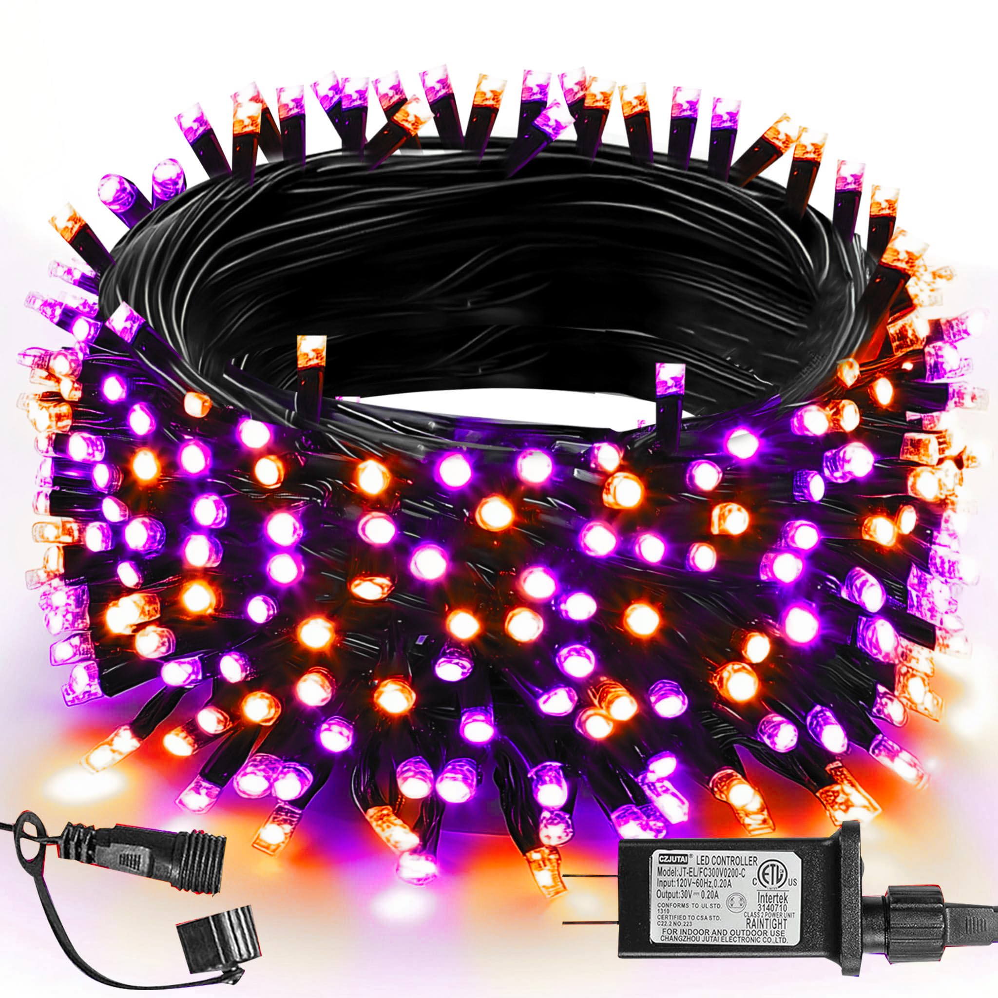 TW SHINE 200 LED 66FT Halloween String Lights - Waterproof Outdoor/Indoor Decor with 8 Lighting Modes for Halloween Party, Yard, Haunted House (Orange & Purple) - Perfect for Halloween Night Decorations, Pumpkin Displays & Spooky Atmosphere Creation