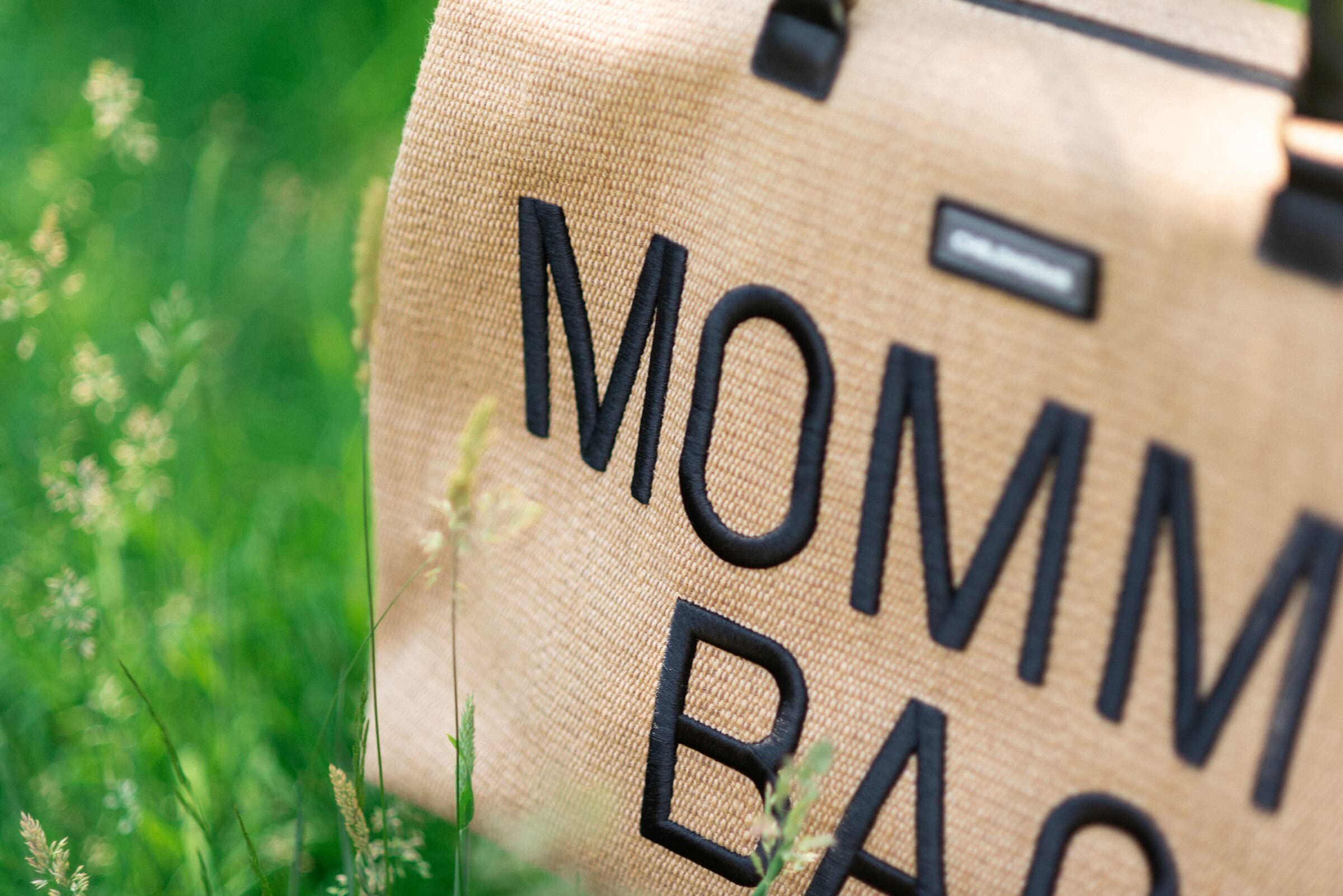 Childhome The Original Mommy Bag - Large Baby Diaper Bag & Hospital Bag for Moms, Spacious Tote for Travel & Pregnancy Essentials (Raffia Natural) | Perfect for Hospital Visits, Baby Outings & Everyday Use