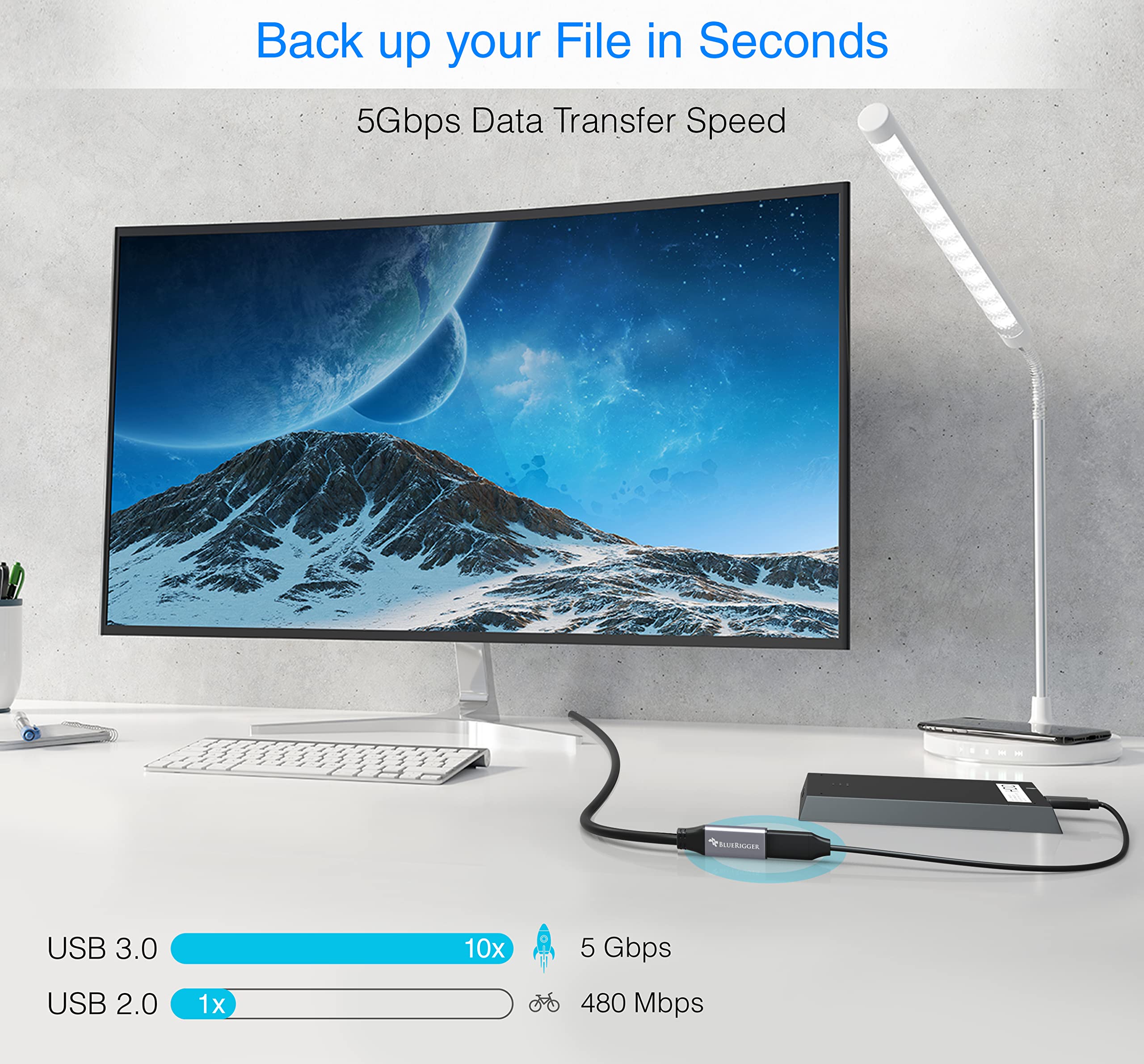 BlueRigger USB 3.0 Extension Cable 6FT - High Speed 5Gbps USB A Male to Female Adapter Cord - Long USB Extender for VR Headset, Printer, Hard Drive, Flash Drive, Keyboard, Mouse, Xbox - Perfect for Gaming, Office & Home Entertainment Setup