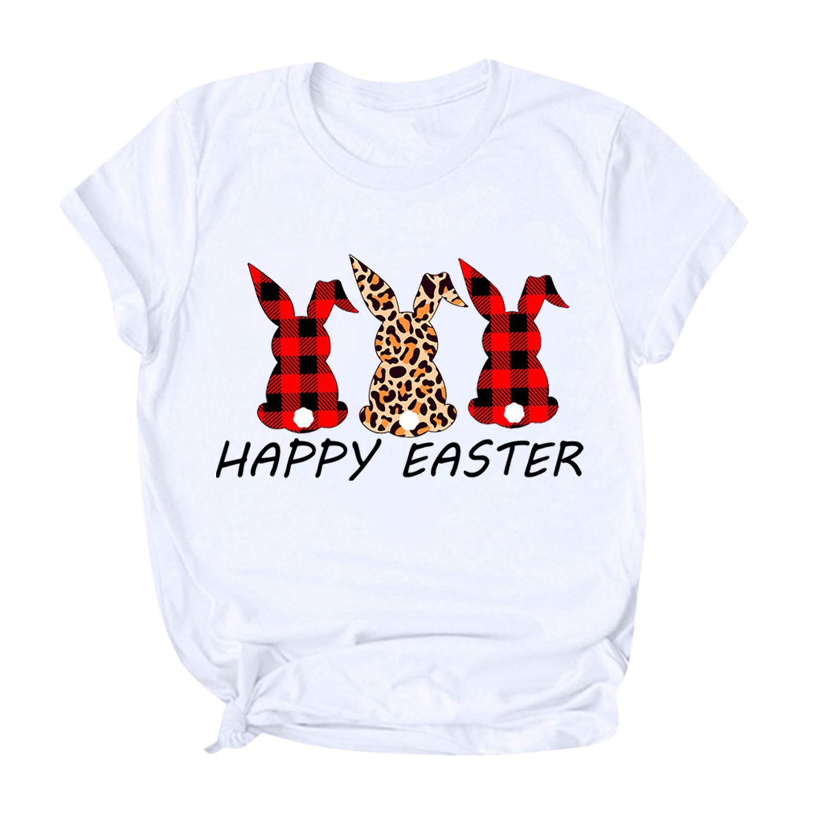 Women's Athletic Tank Tops - Happy Easter Printed Short Sleeve Blouse T-Shirt for Workouts, Running & Casual Wear
