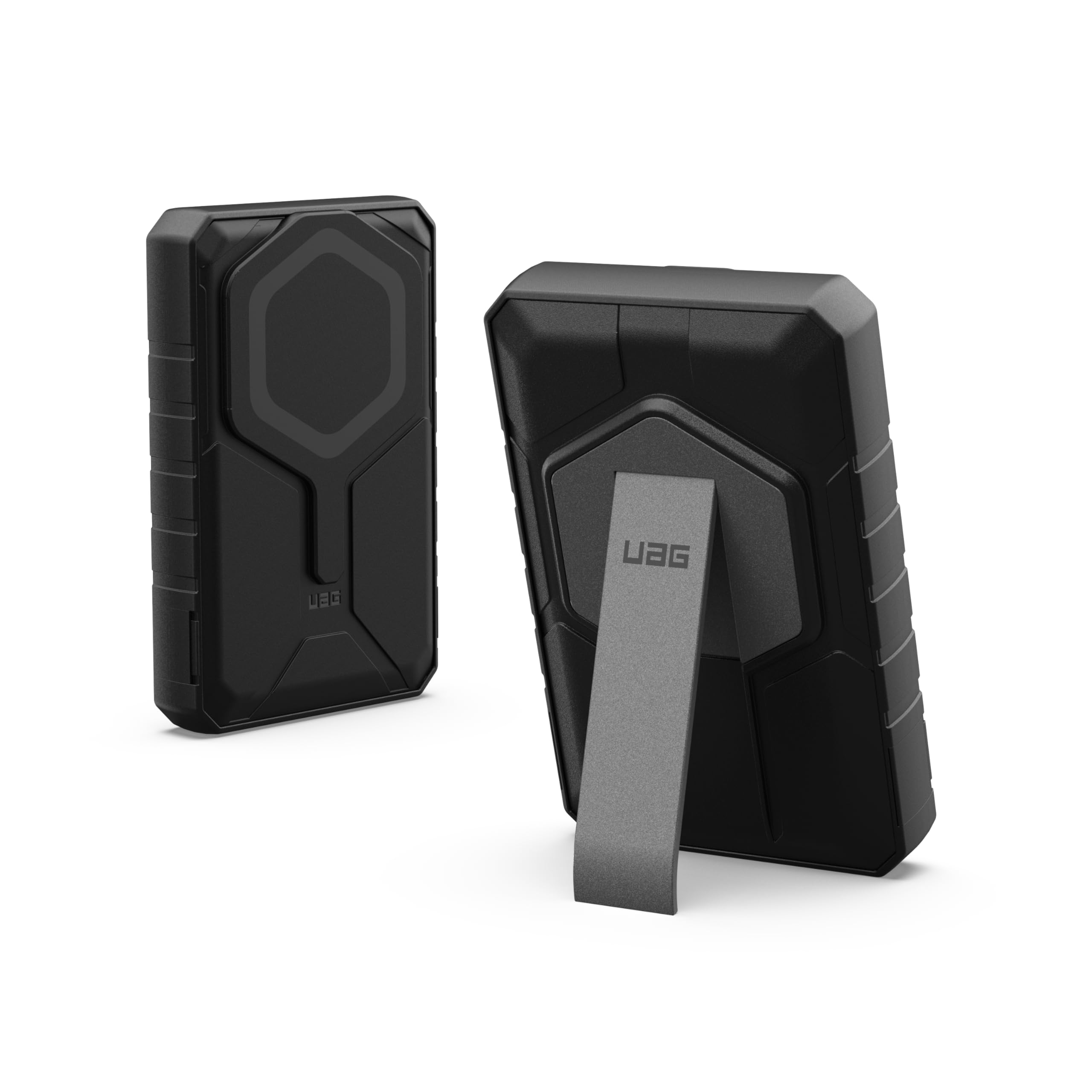 URBAN ARMOR GEAR UAG 10000mAh Magnetic Wireless Power Bank - 20W Fast Charging, 2-Port USB-C/USB, Portable Charger with Kickstand for iPhone 16, Galaxy S25 (Black/Grey) | Perfect for Travel, Camping & Emergency Power Backup