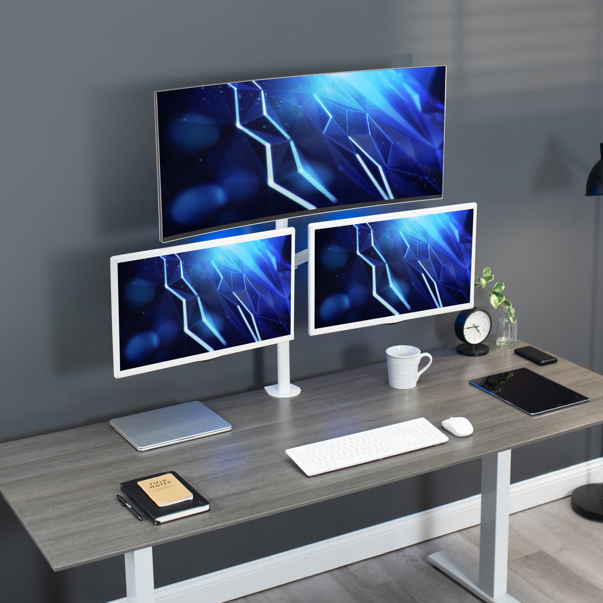 Triple Monitor Stand 13 to 30 Inch - Adjustable Desk Mount for 3 Screens - Perfect for Gaming, Office Work & Home Setup
